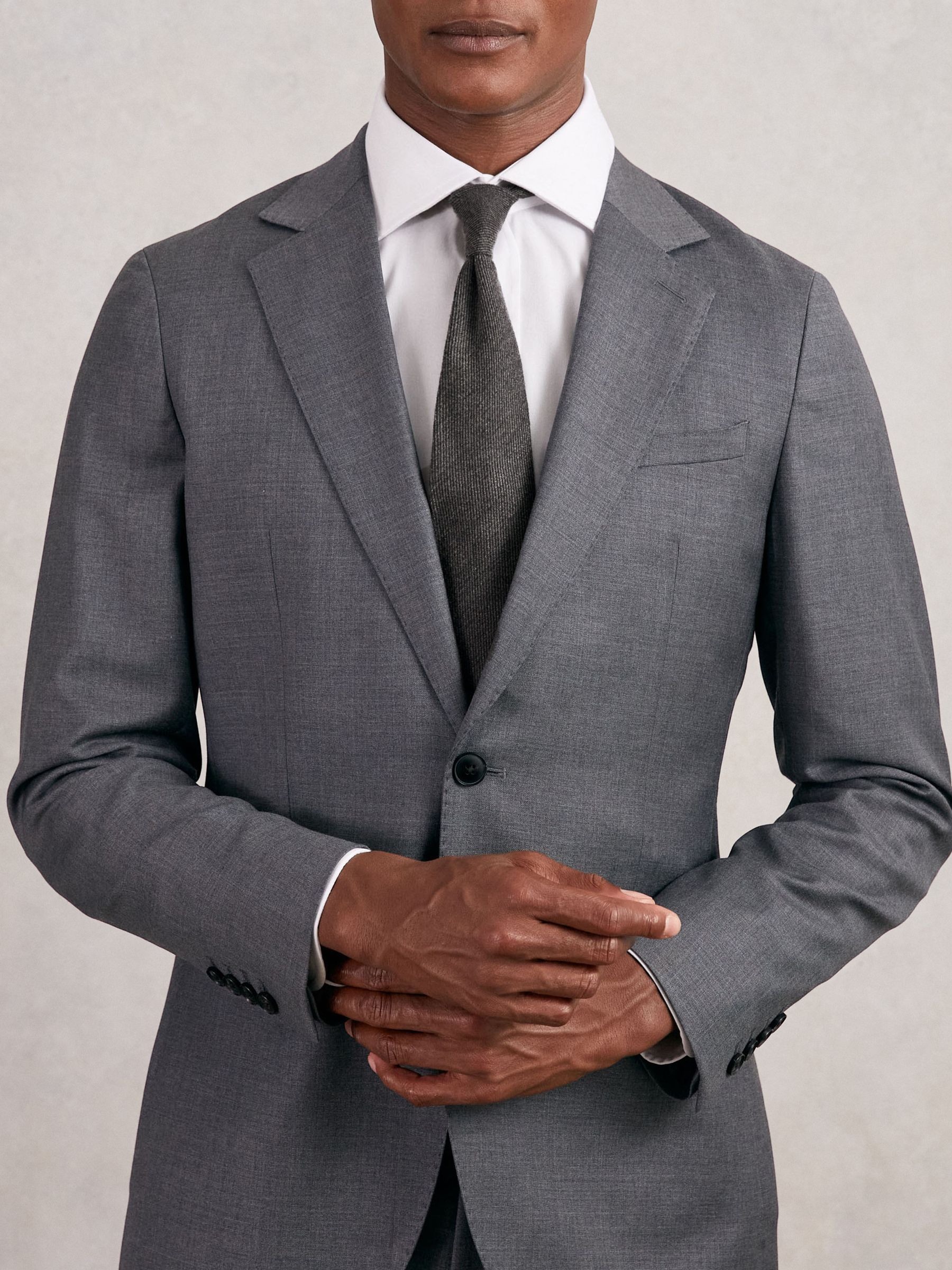 Wool-Silk Textured Tie in Charcoal