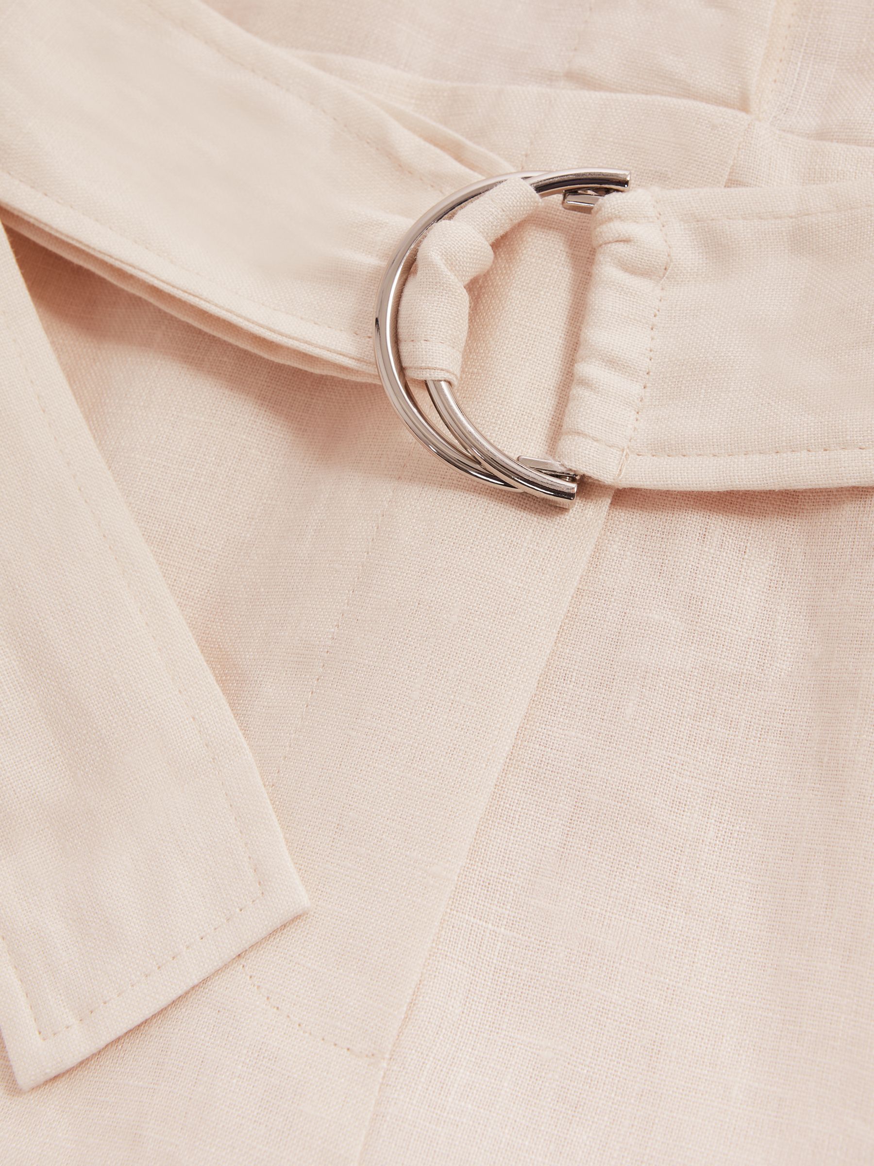 Linen Belted Playsuit in Pink