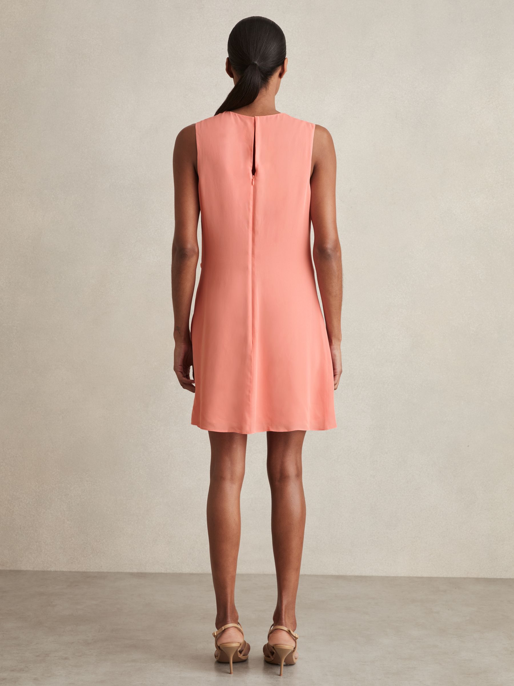 Draped Tuck Mini Dress in Coral