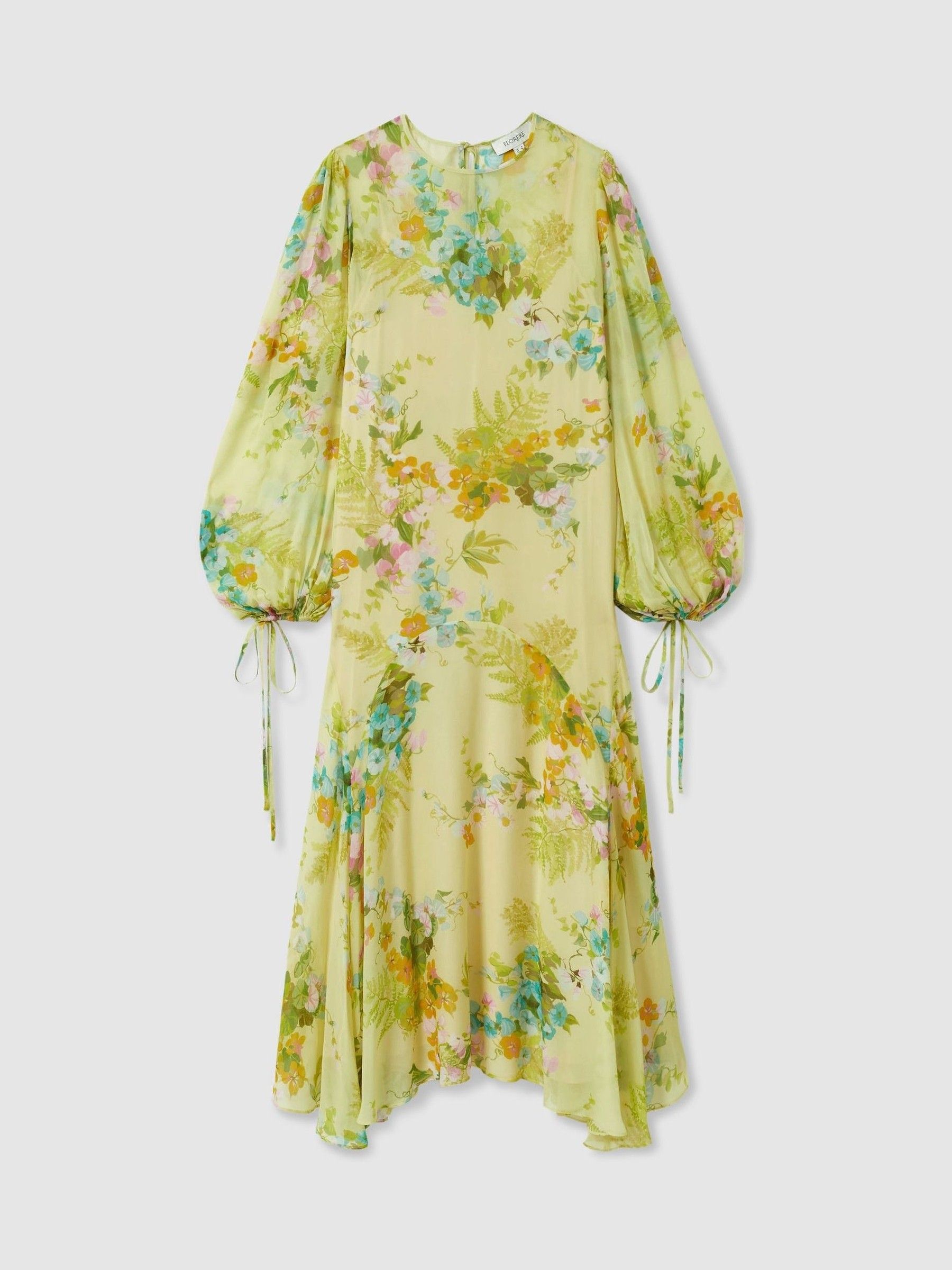 Florere Asymmetric Midi Dress in Pale Green