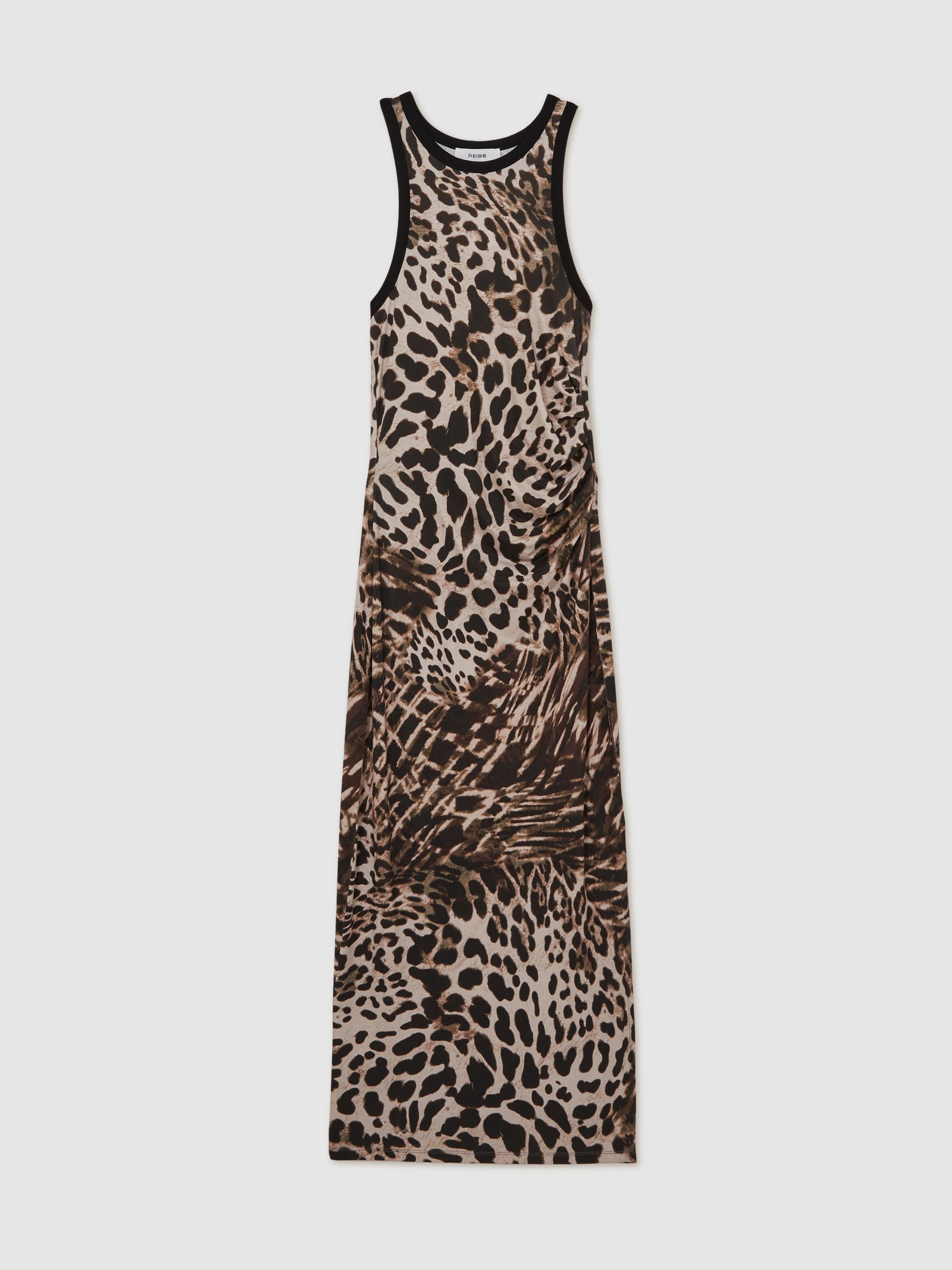 Leopard-Print Jersey Bodycon Dress in Neutral