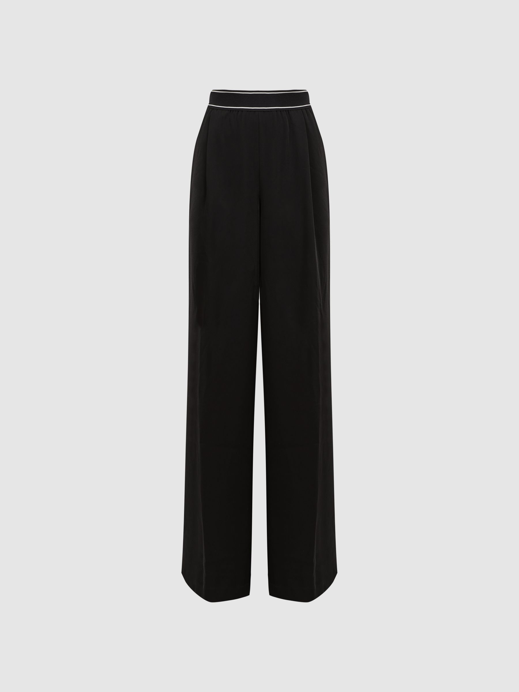 Wide Leg Elasticated Trousers in Black