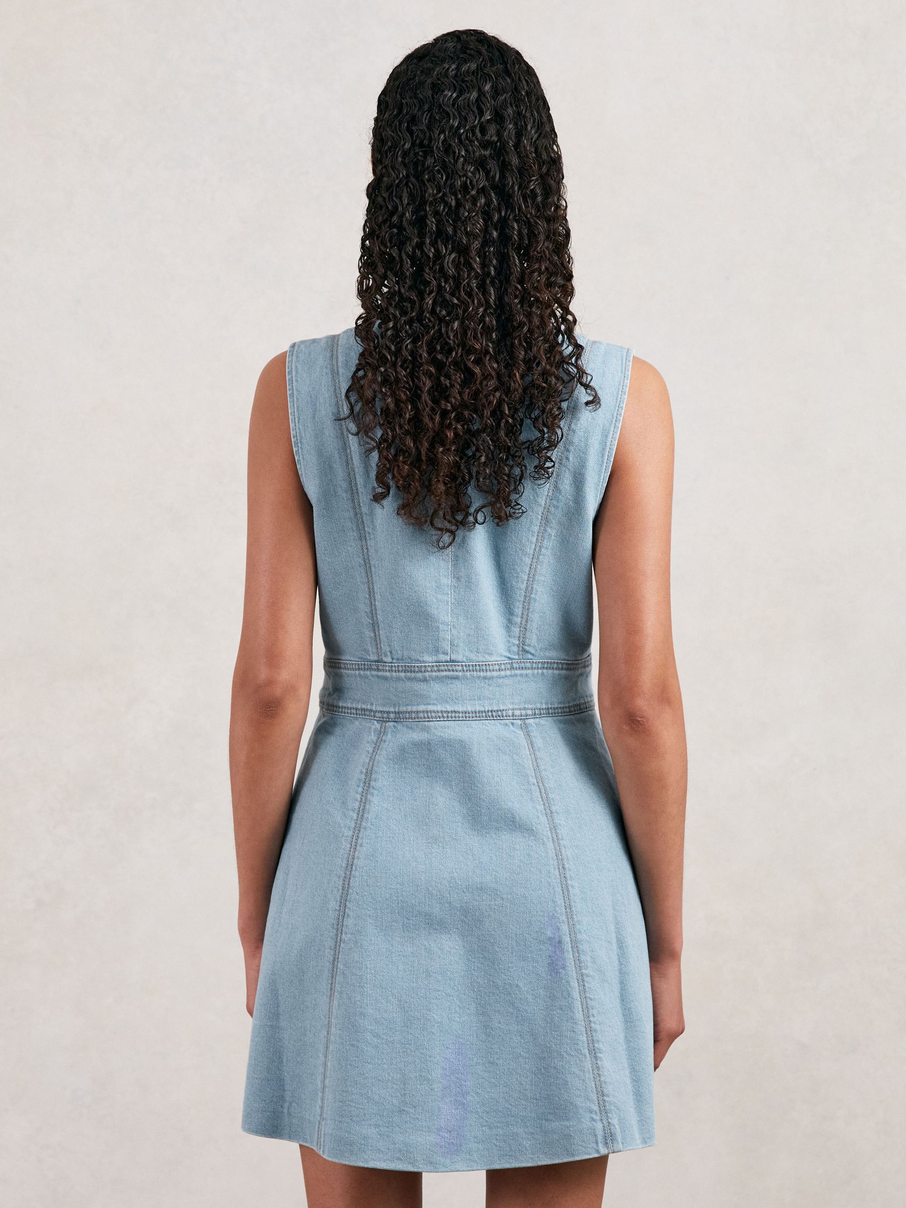 Paige Denim Button-Through Mini Dress in Jocelyn Blue