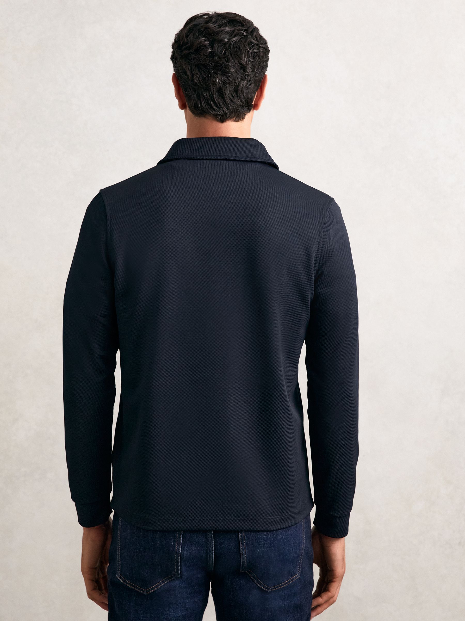 Textured Zip Through Overshirt in Navy