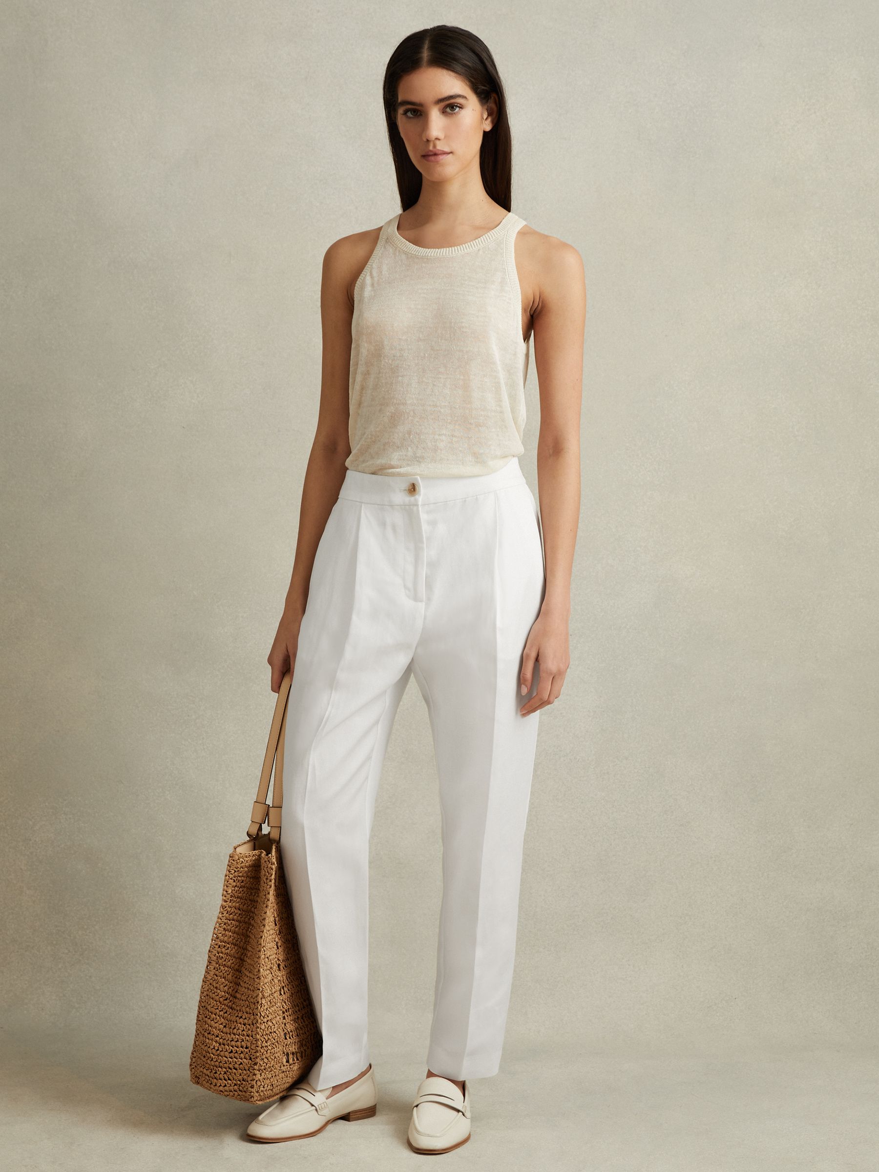 Tapered Suit Trousers with TENCEL? Fibers in White