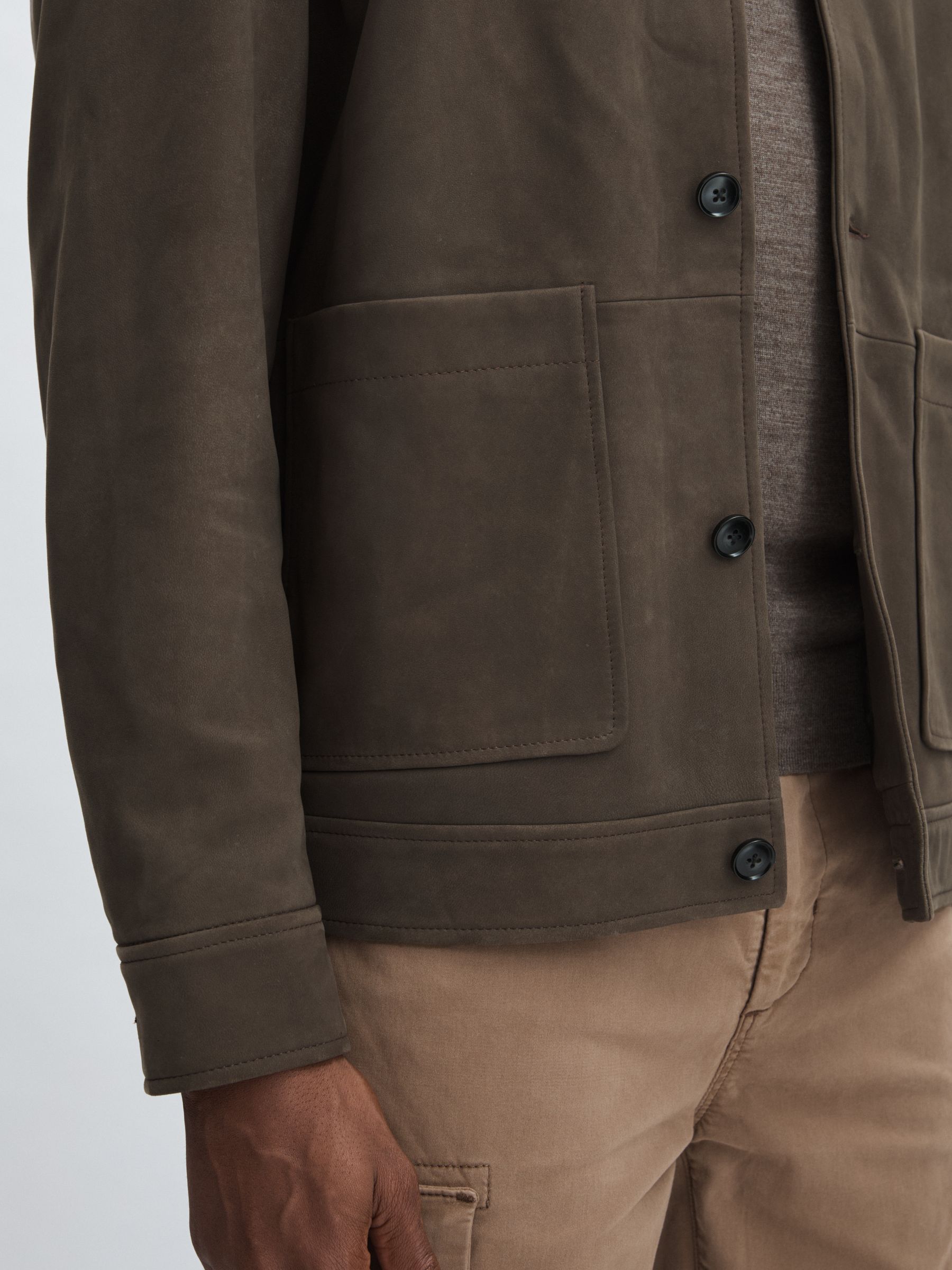 Paige Suede Chore Jacket in Brown/Khaki