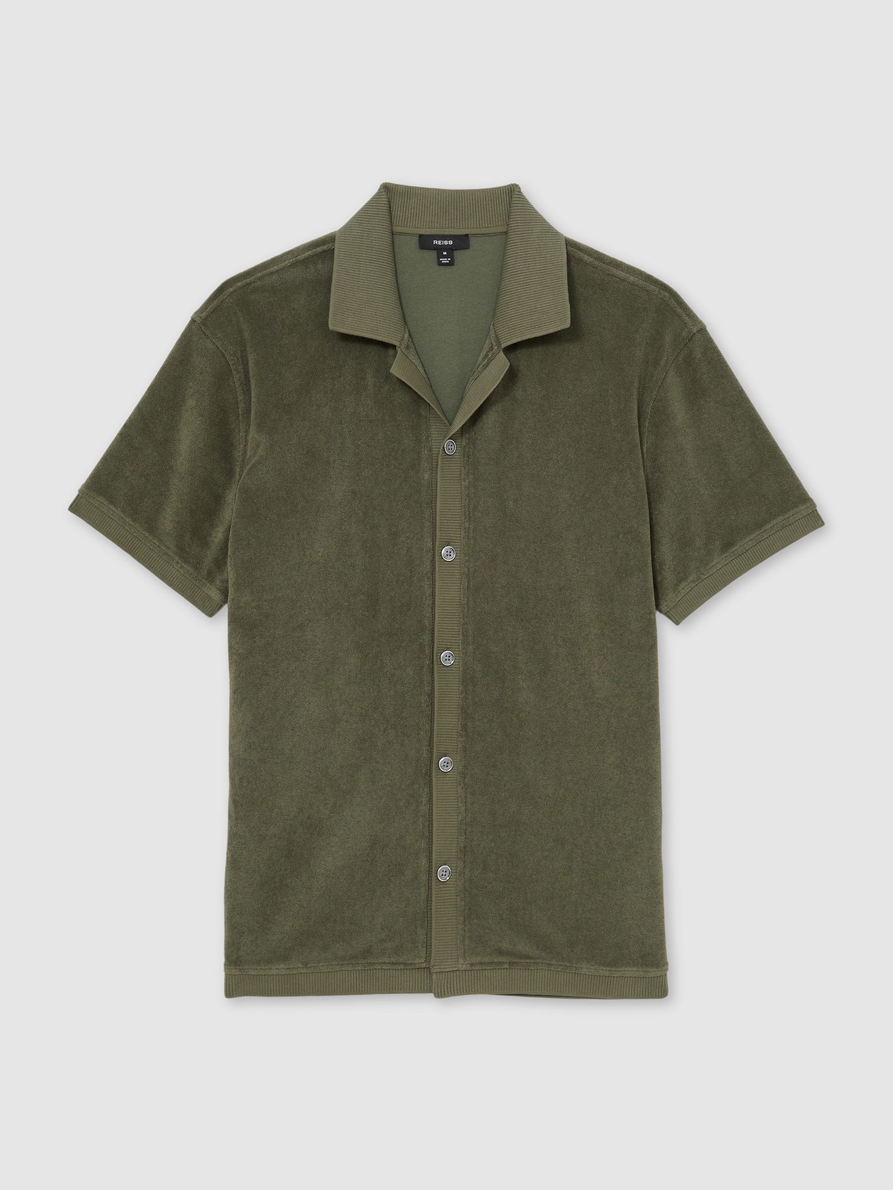 Cotton Blend Towelling Shirt in Green