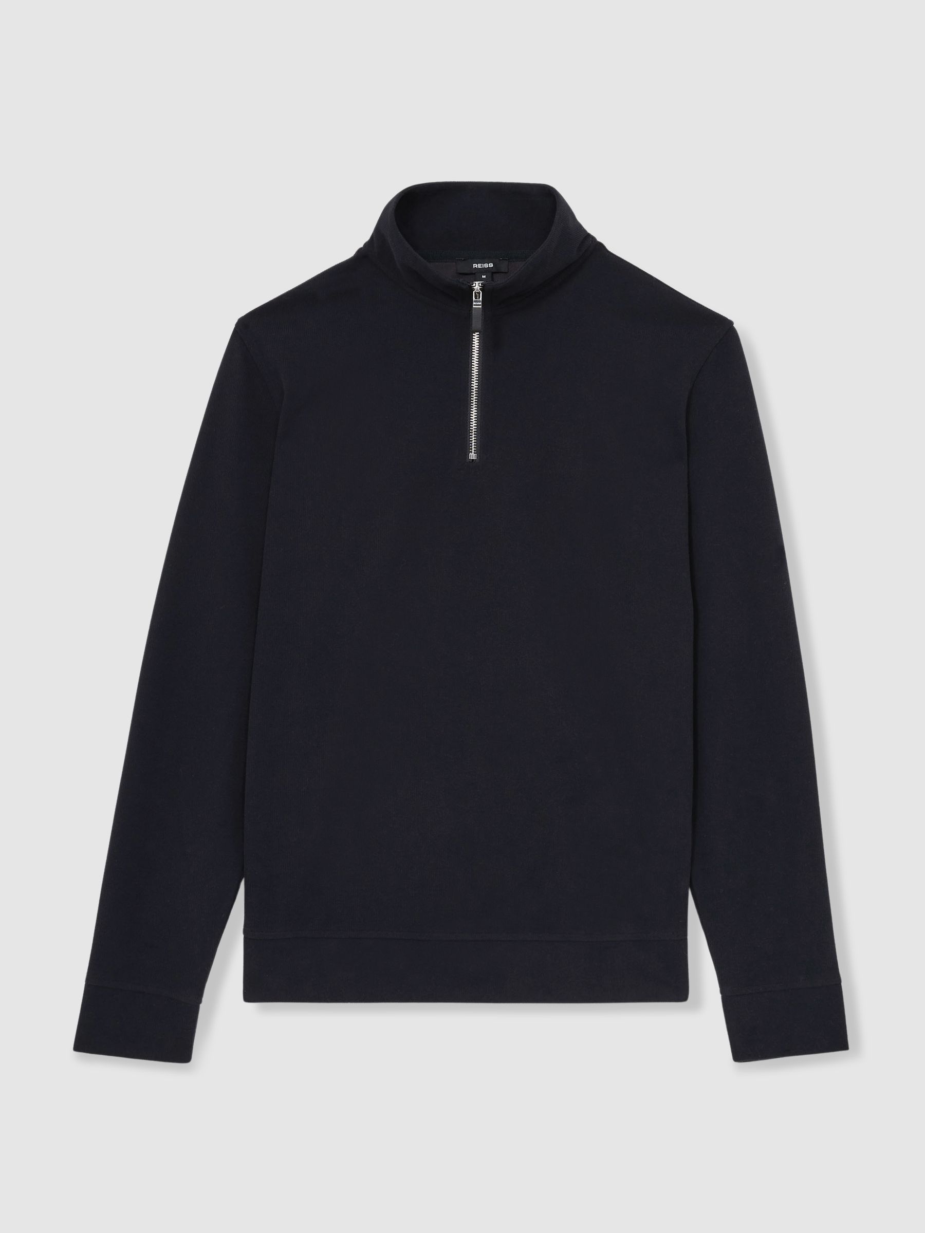 Brushed-Corduroy Half-Zip Jumper in Navy