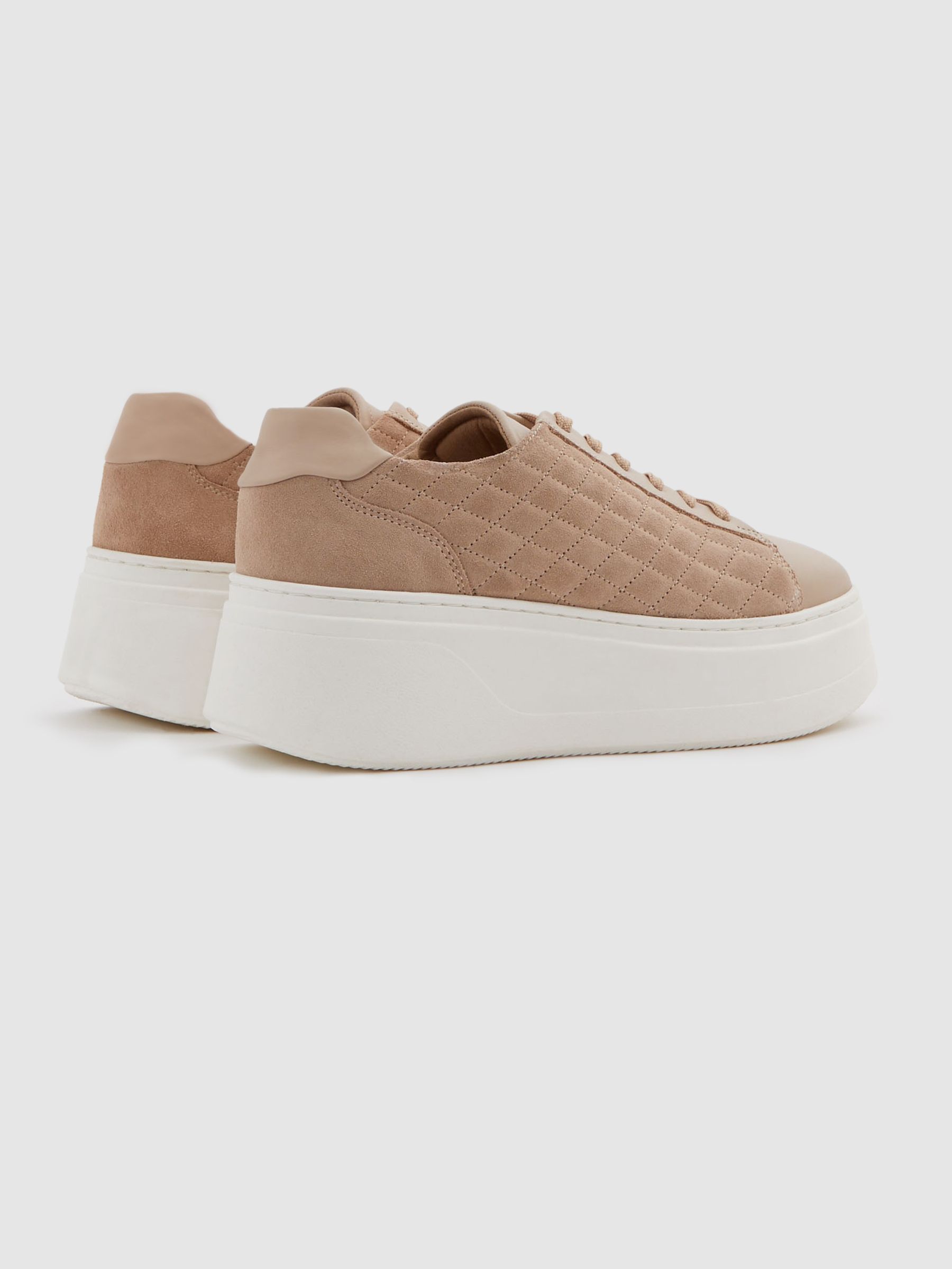 Leather Suede Lattice Trainers in Blush