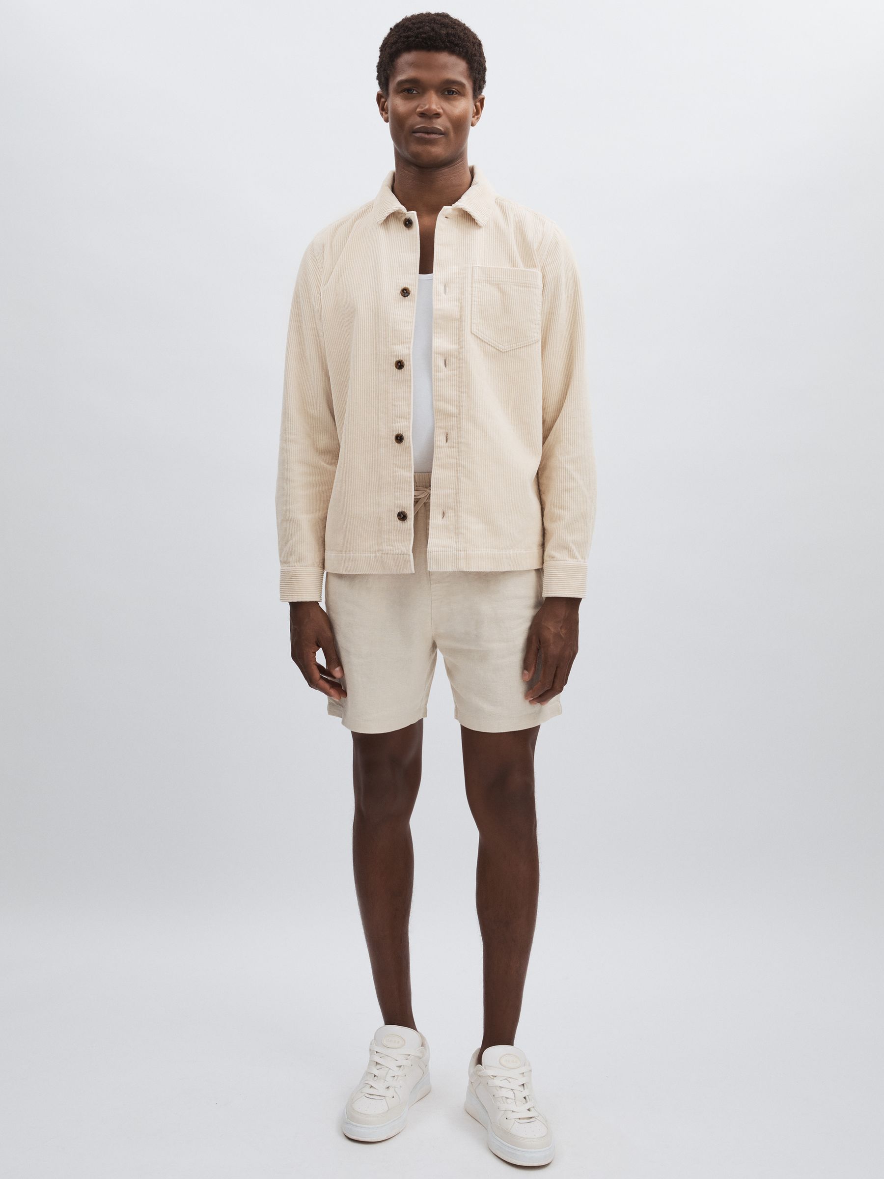 Linen-Cotton Shorts in Ivory