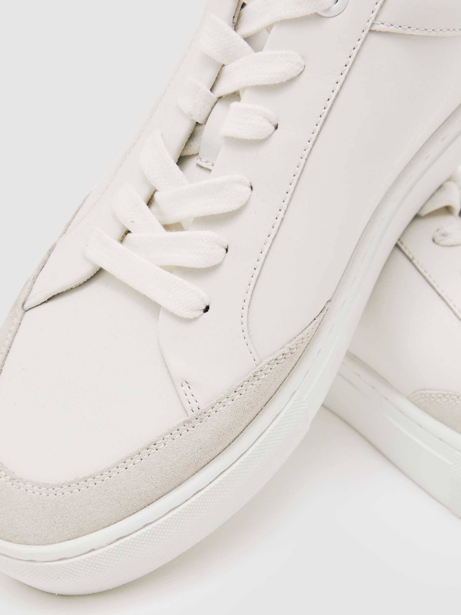 Bonded-Leather Low-Top Trainers in White