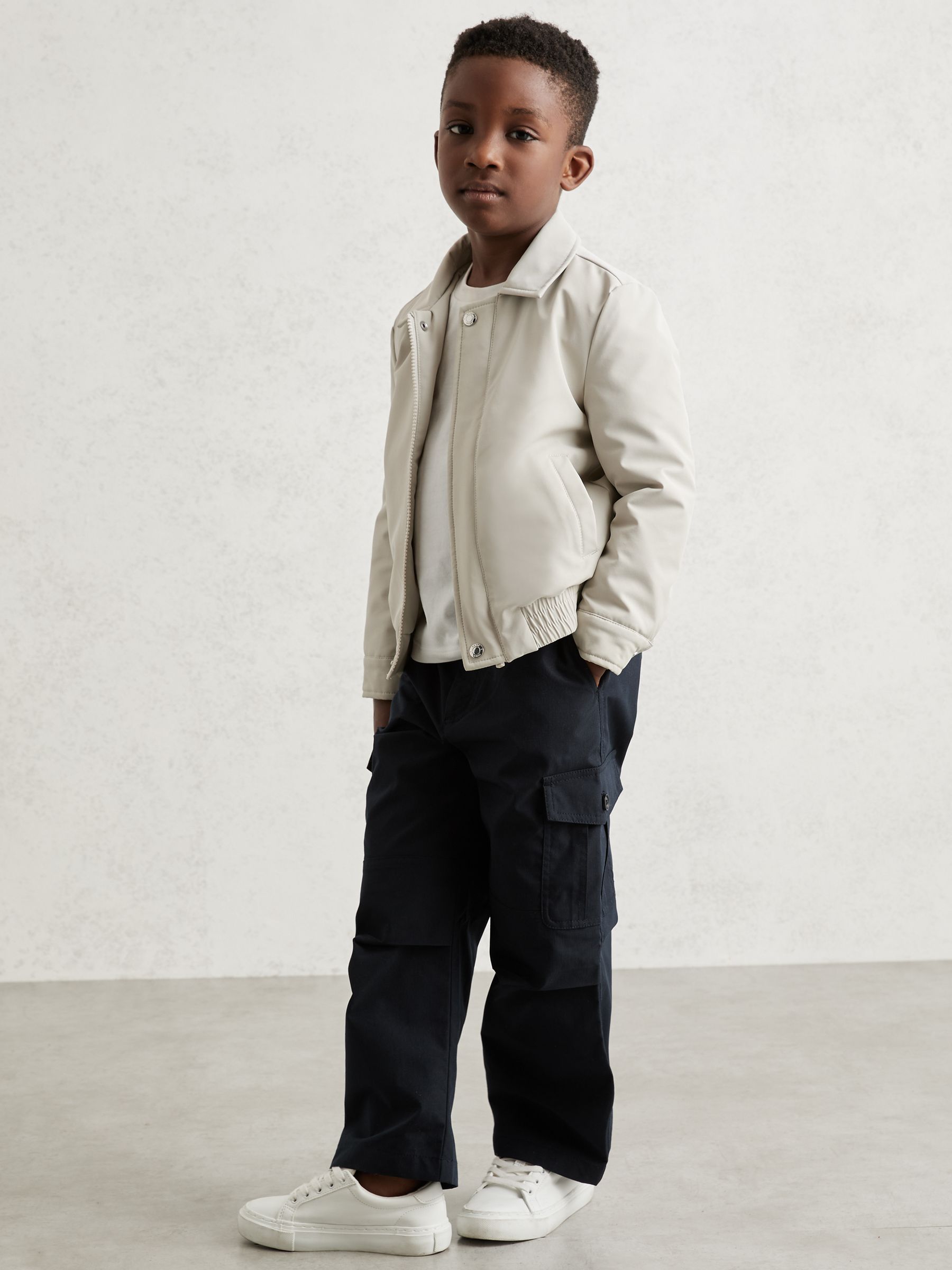 13-14 yrs Zip-Through Harrington Jacket in Stone