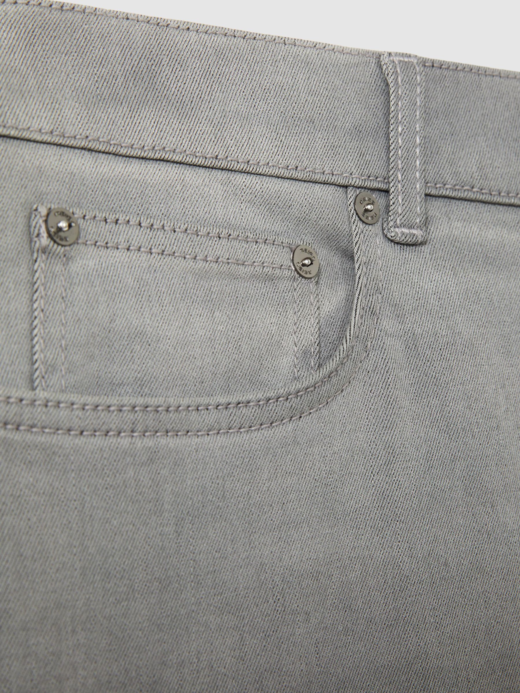 Cotton-Stretch Slim-Fit Jeans in Light Washed Grey
