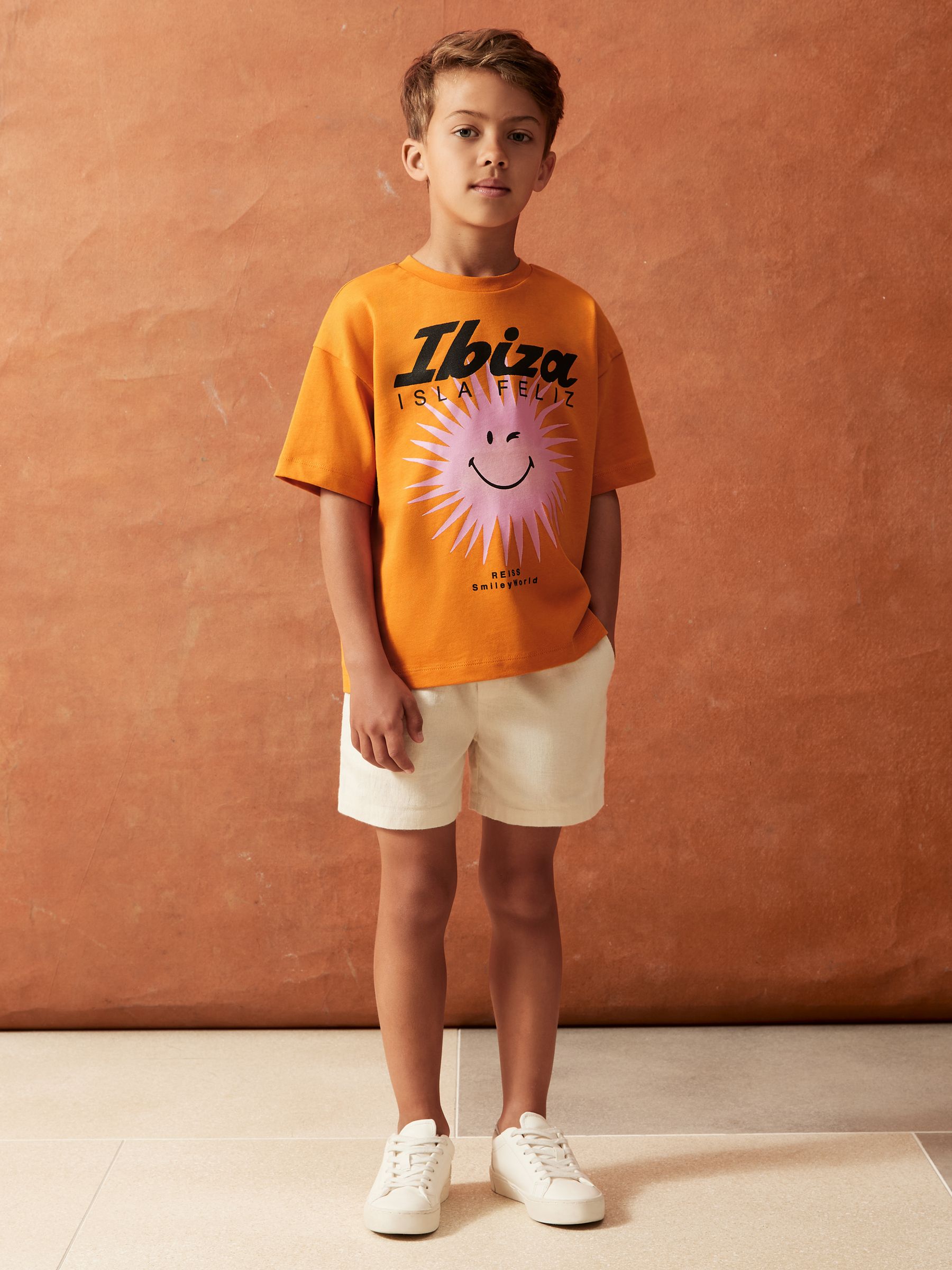 3-9 yrs SmileyWorld | Reiss Sun Motif T-Shirt in Orange