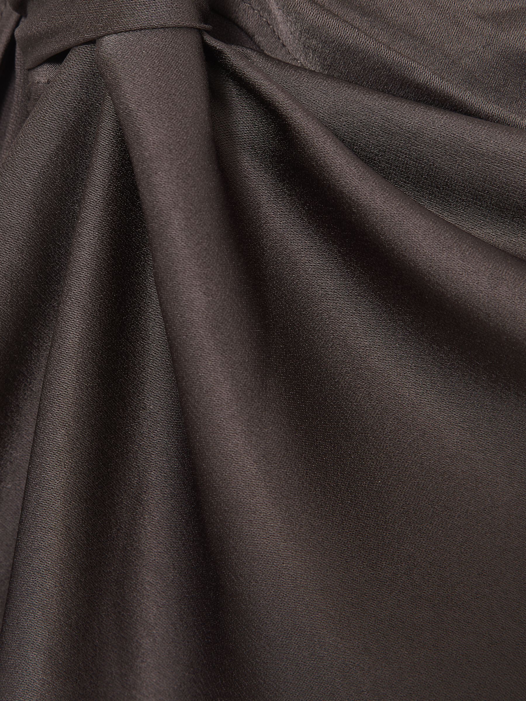 Satin Asymmetric Draped Midi Dress in Mauve