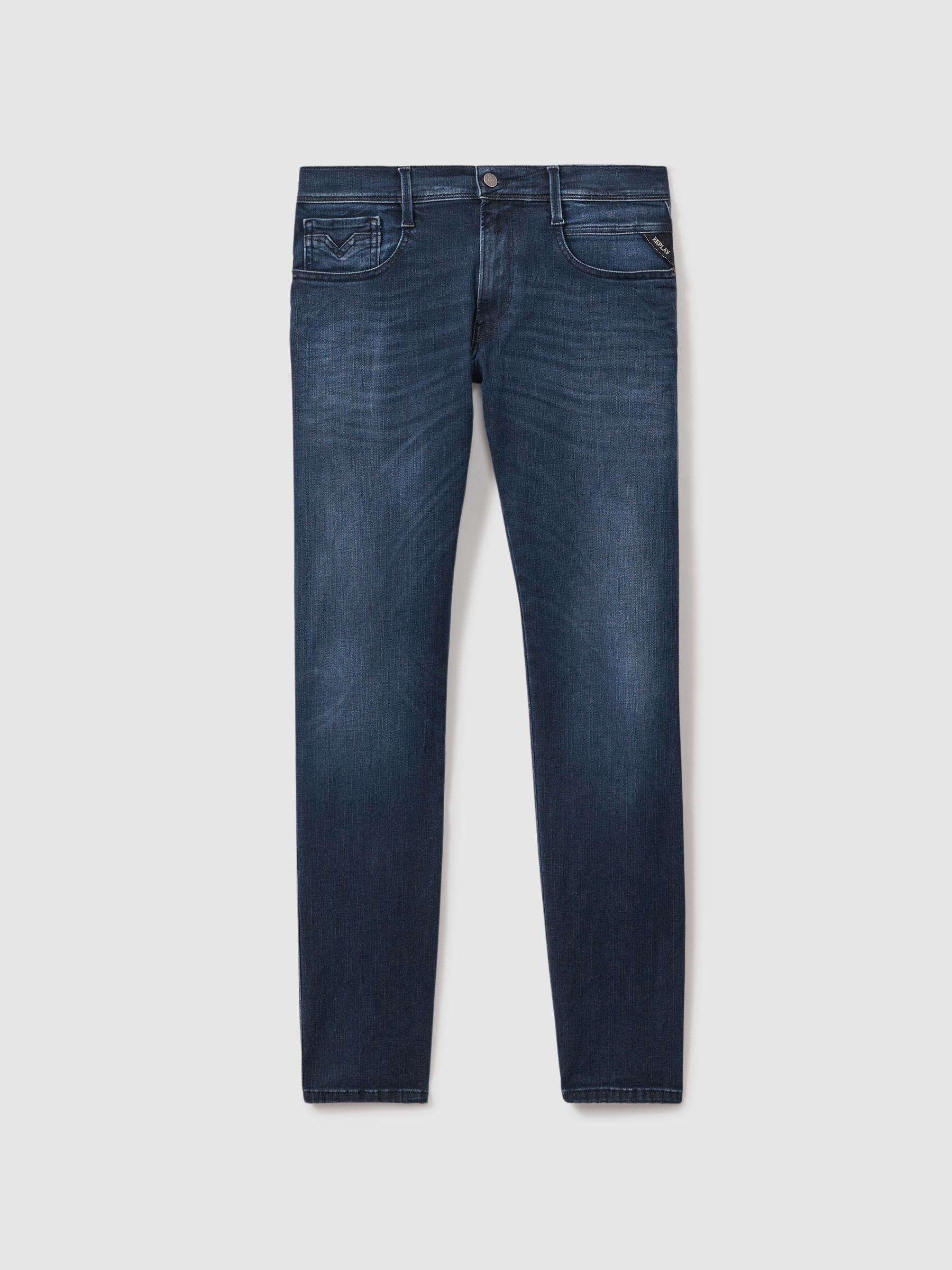 Slim Fit Washed Jeans in Dark Blue