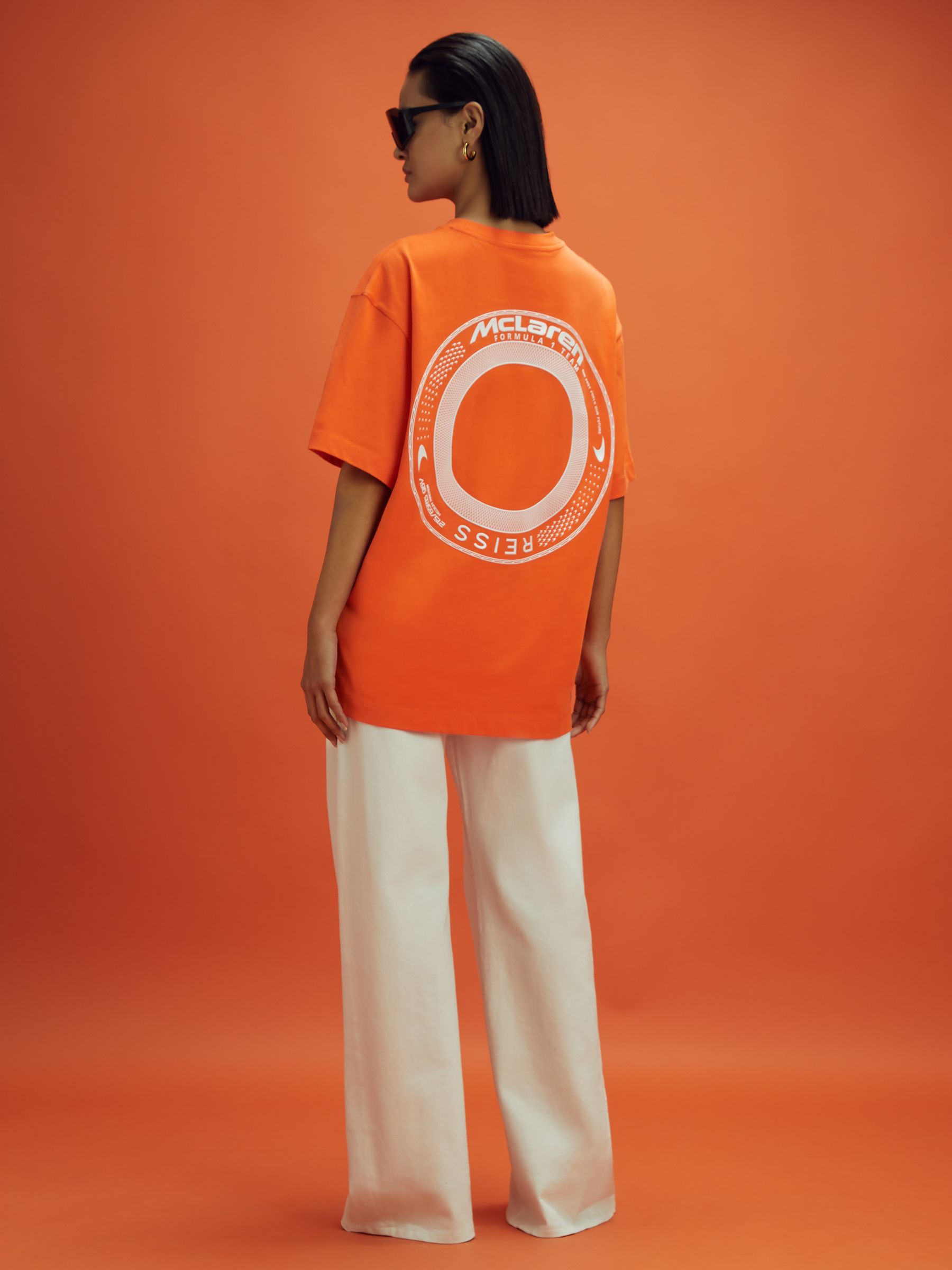 McLaren F1 Oversized Cotton Crew Neck T-Shirt in Papaya