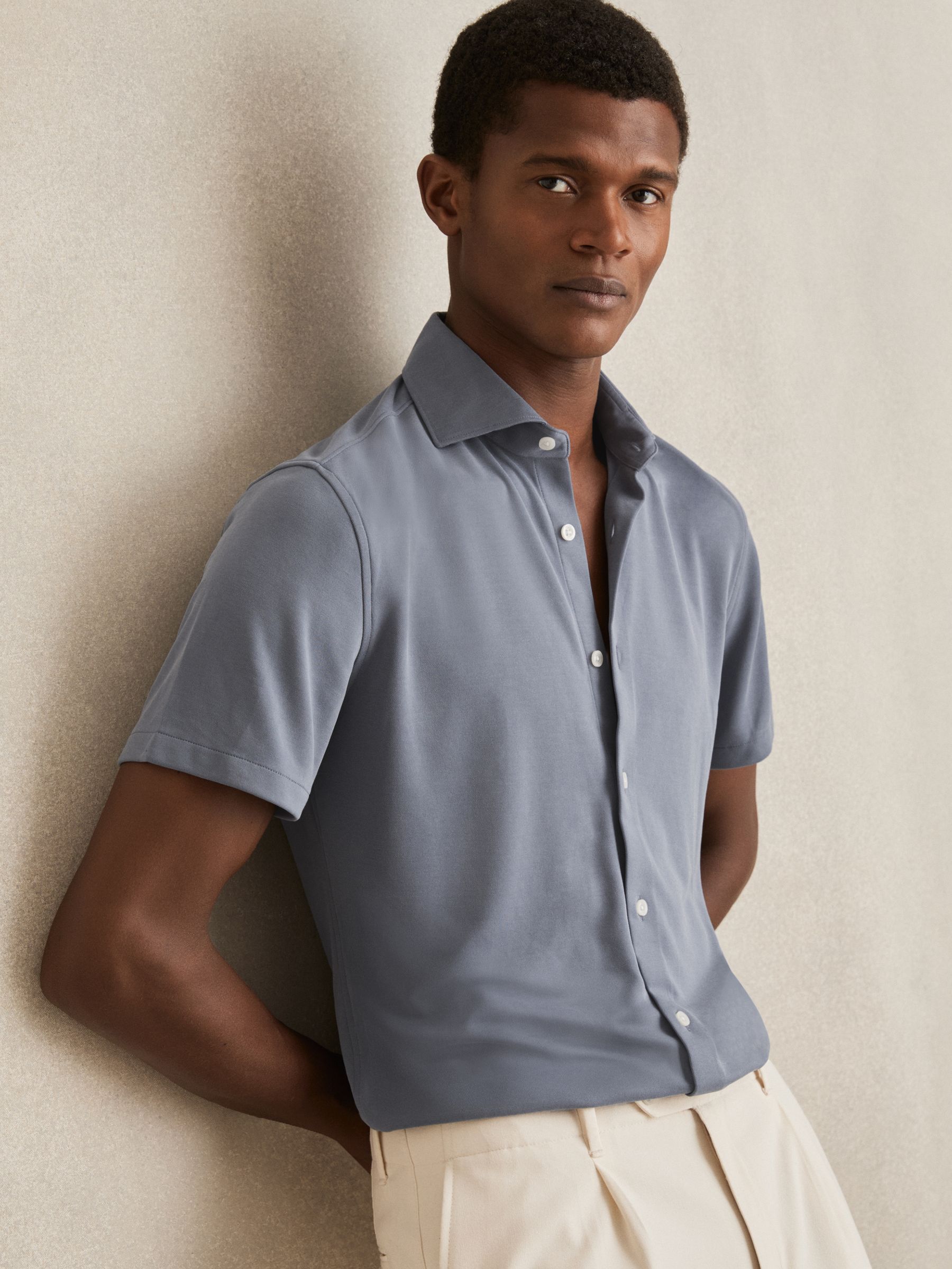 Modal-Blend Shirt in Airforce Blue