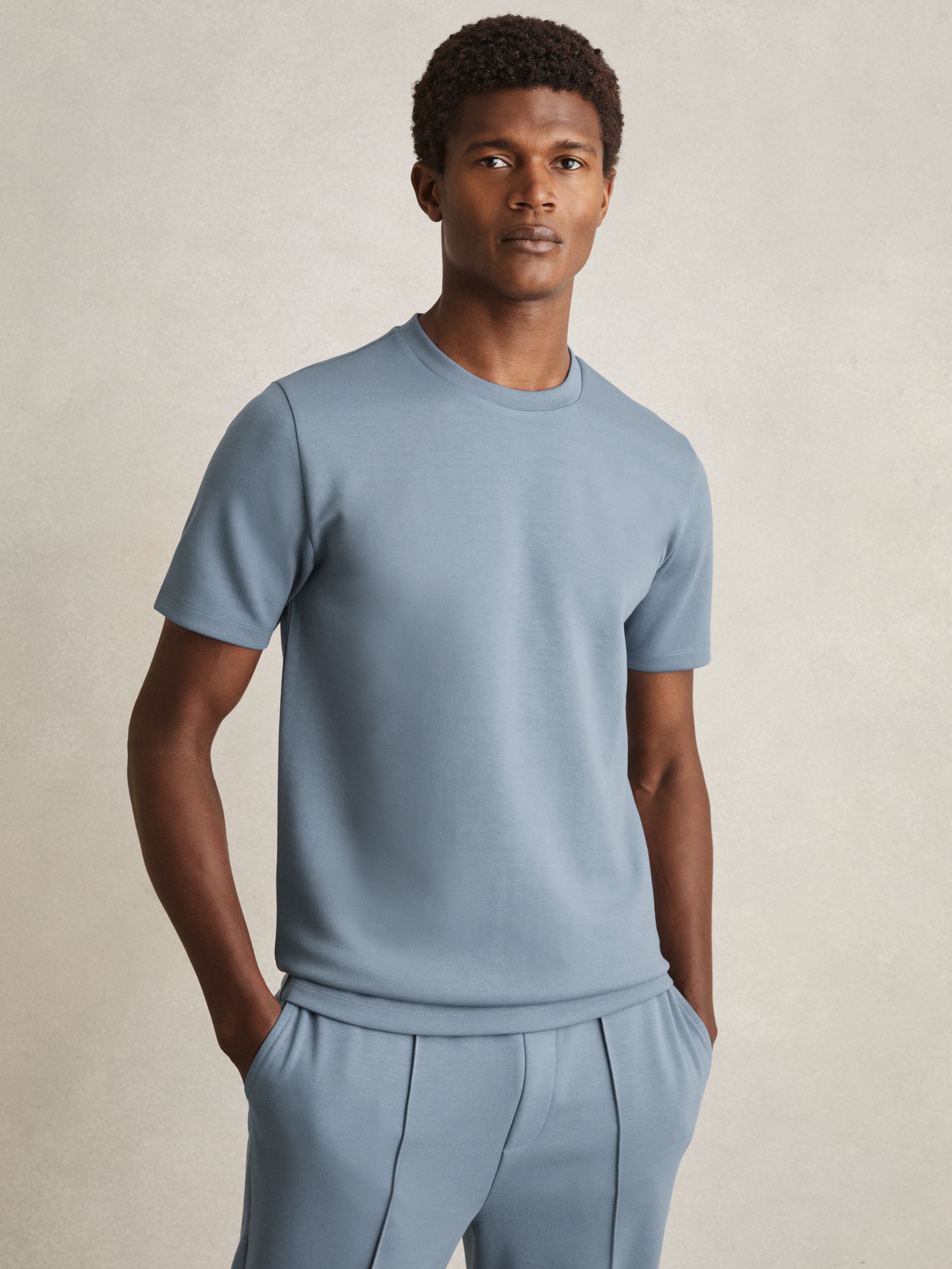 Interlock Jersey Crew Neck T-Shirt in Airforce Blue