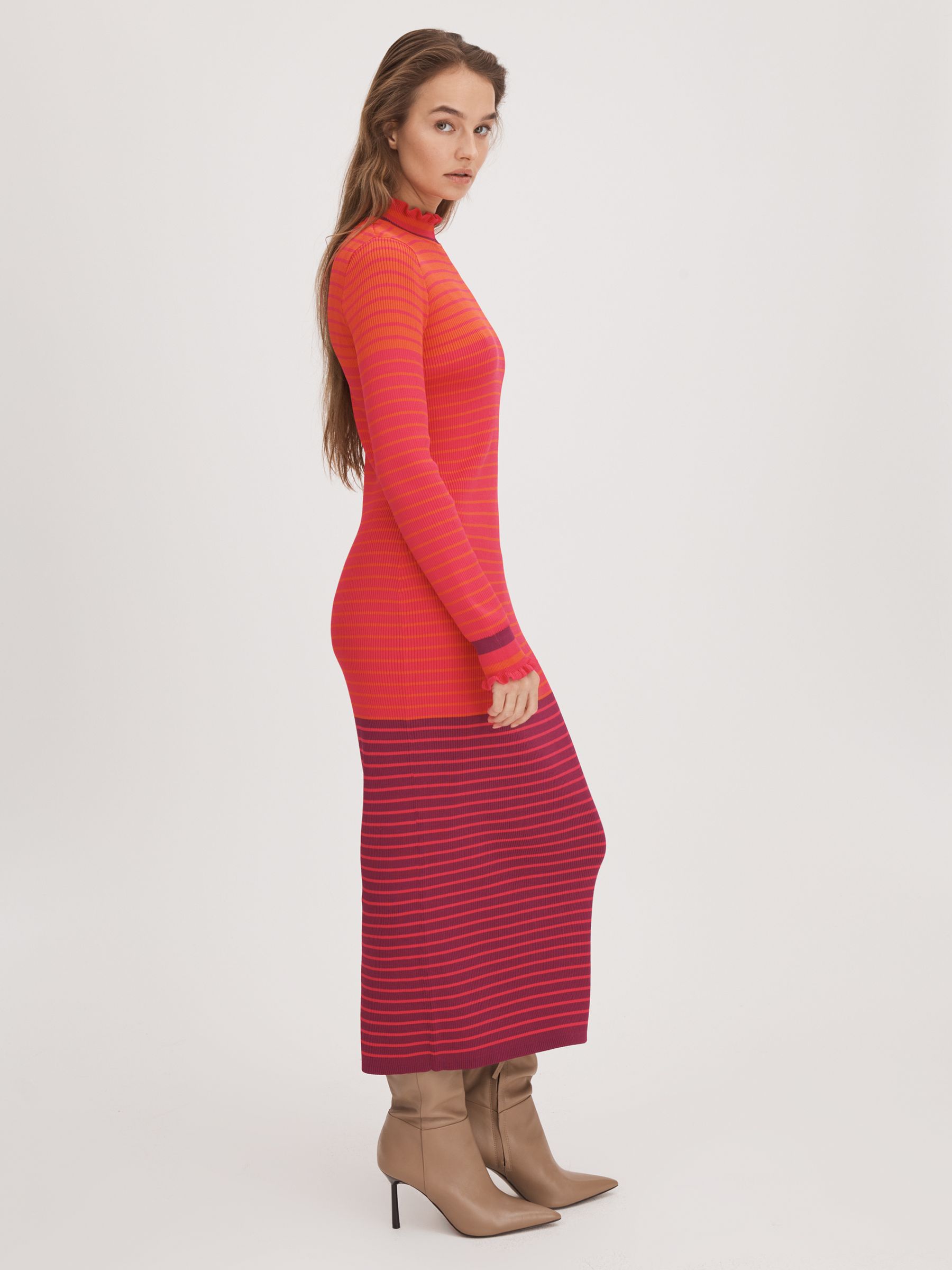 Florere Knitted Striped Midi Dress in Multi