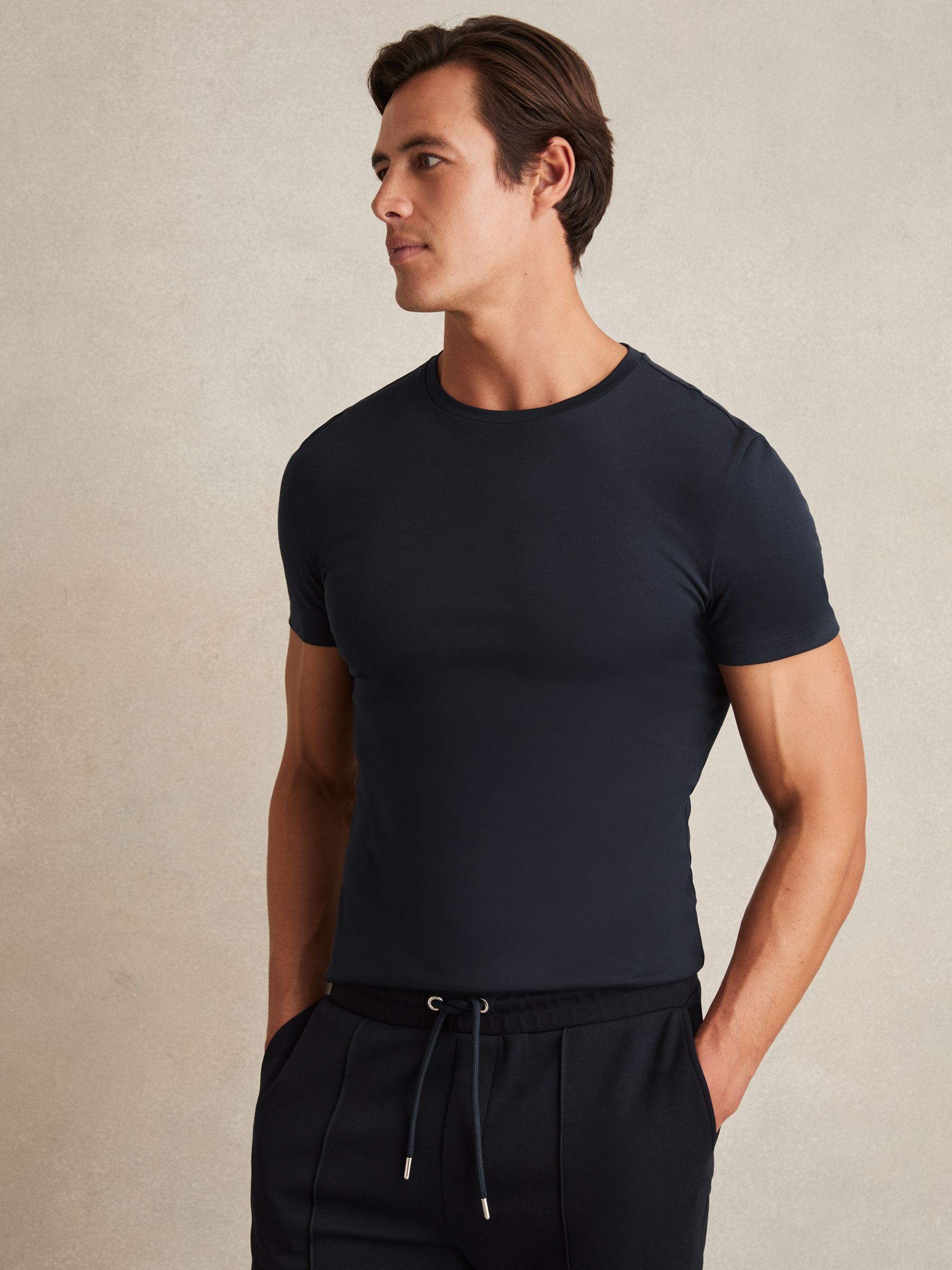Cotton Sports-Fit T-Shirt in Navy
