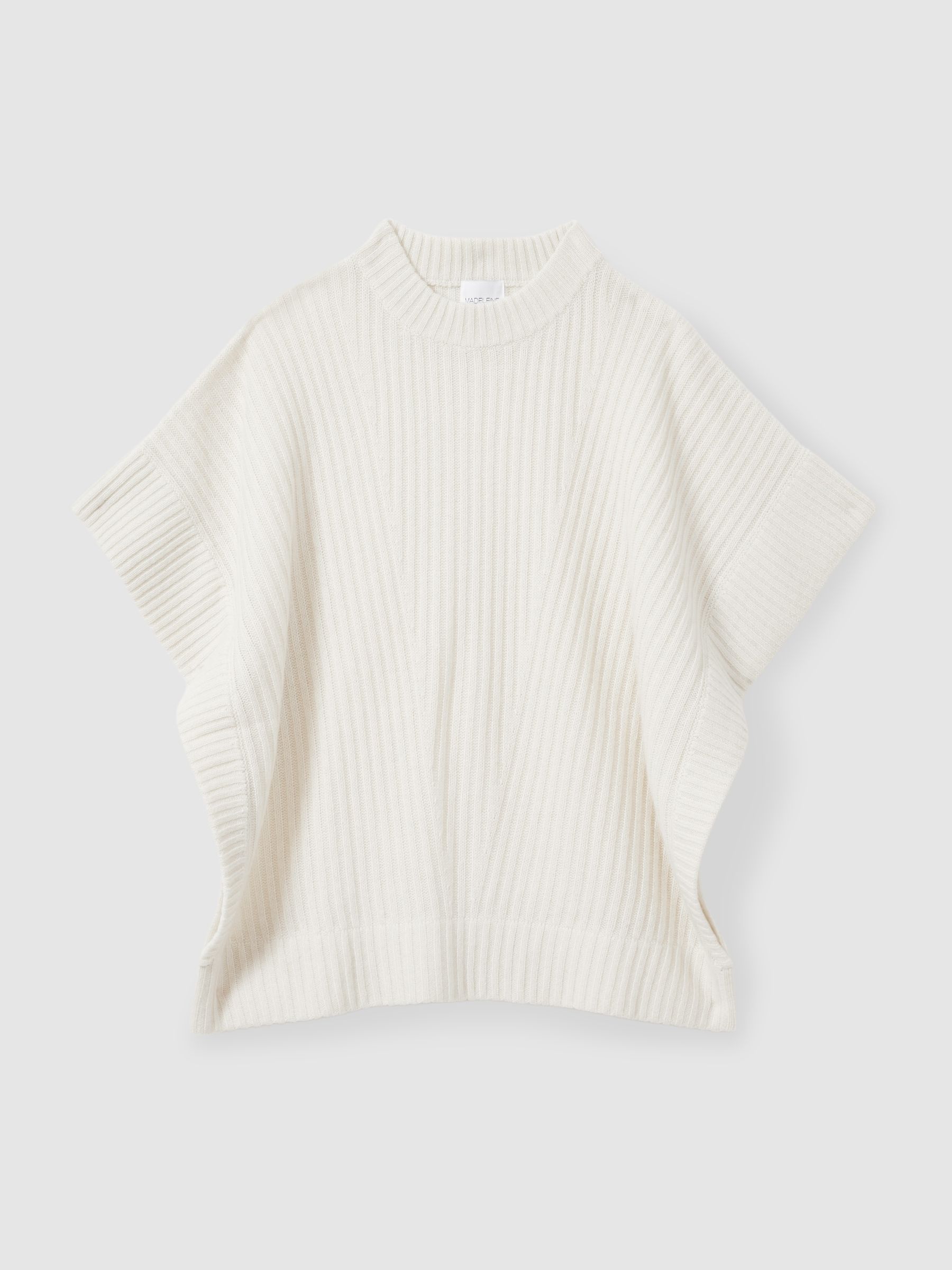Wool Cashmere Ribbed Top in Cream