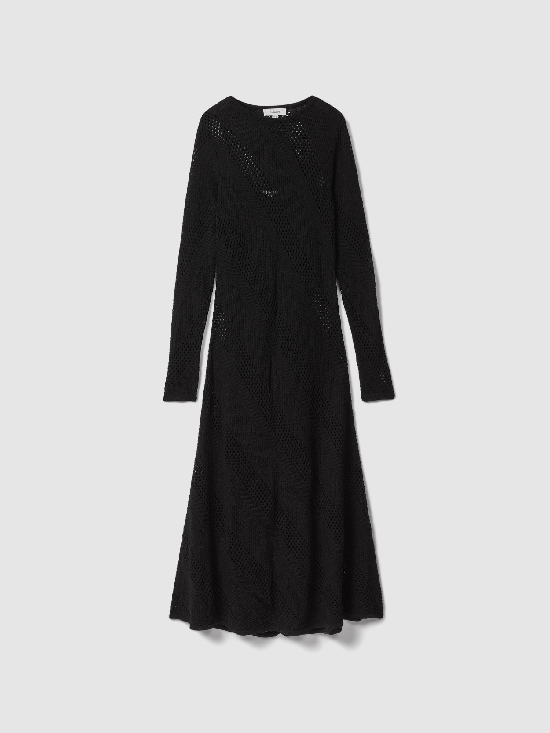 Florere Crochet Midi Dress in Black