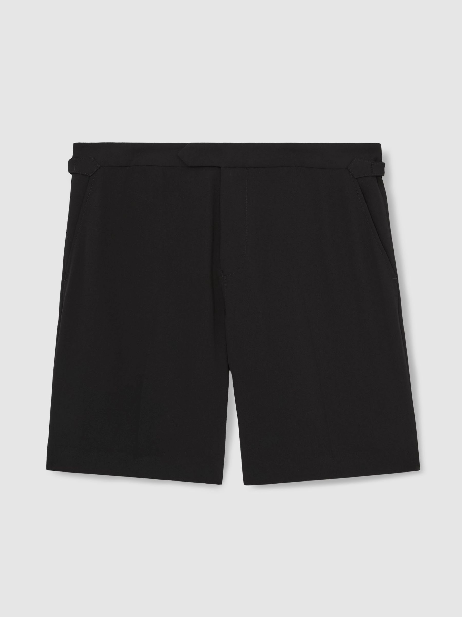 Side-Adjuster Tailored Shorts in Black
