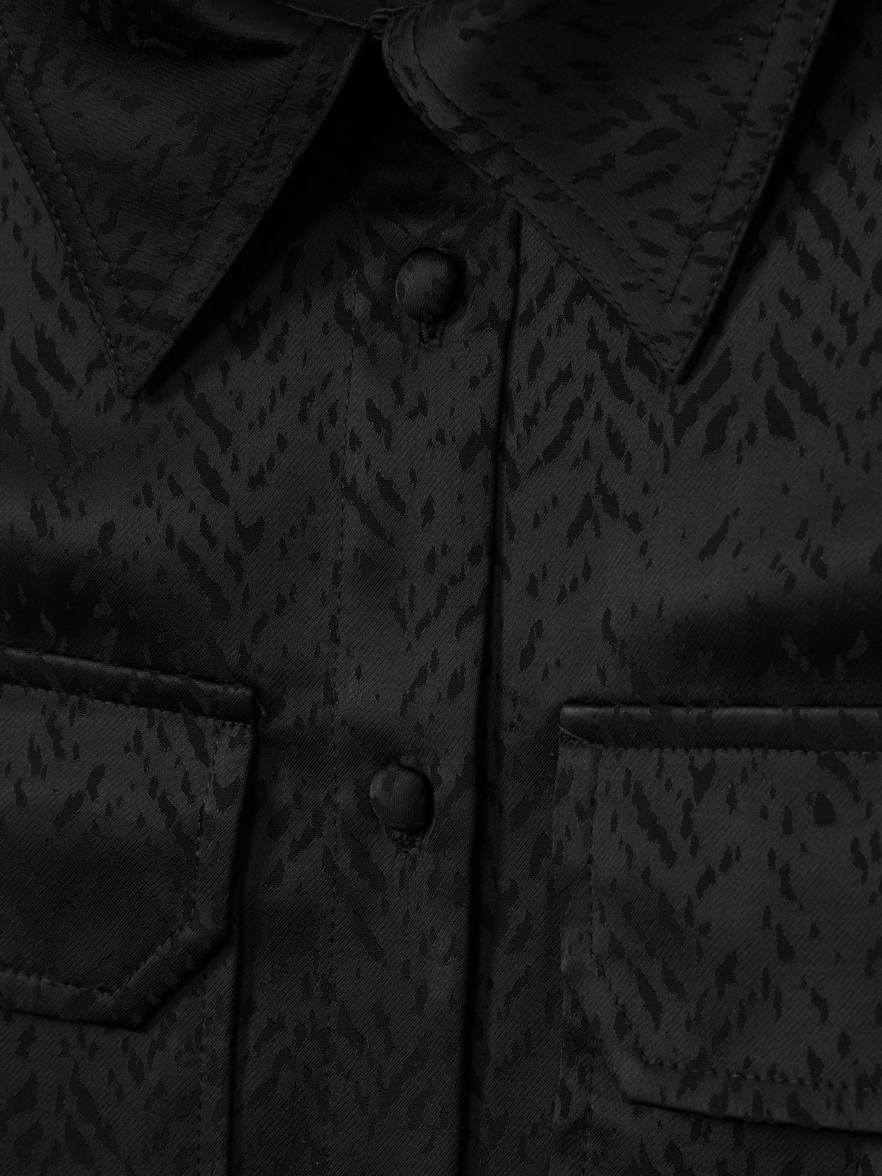 Herringbone-Jacquard Satin Shirt in Black