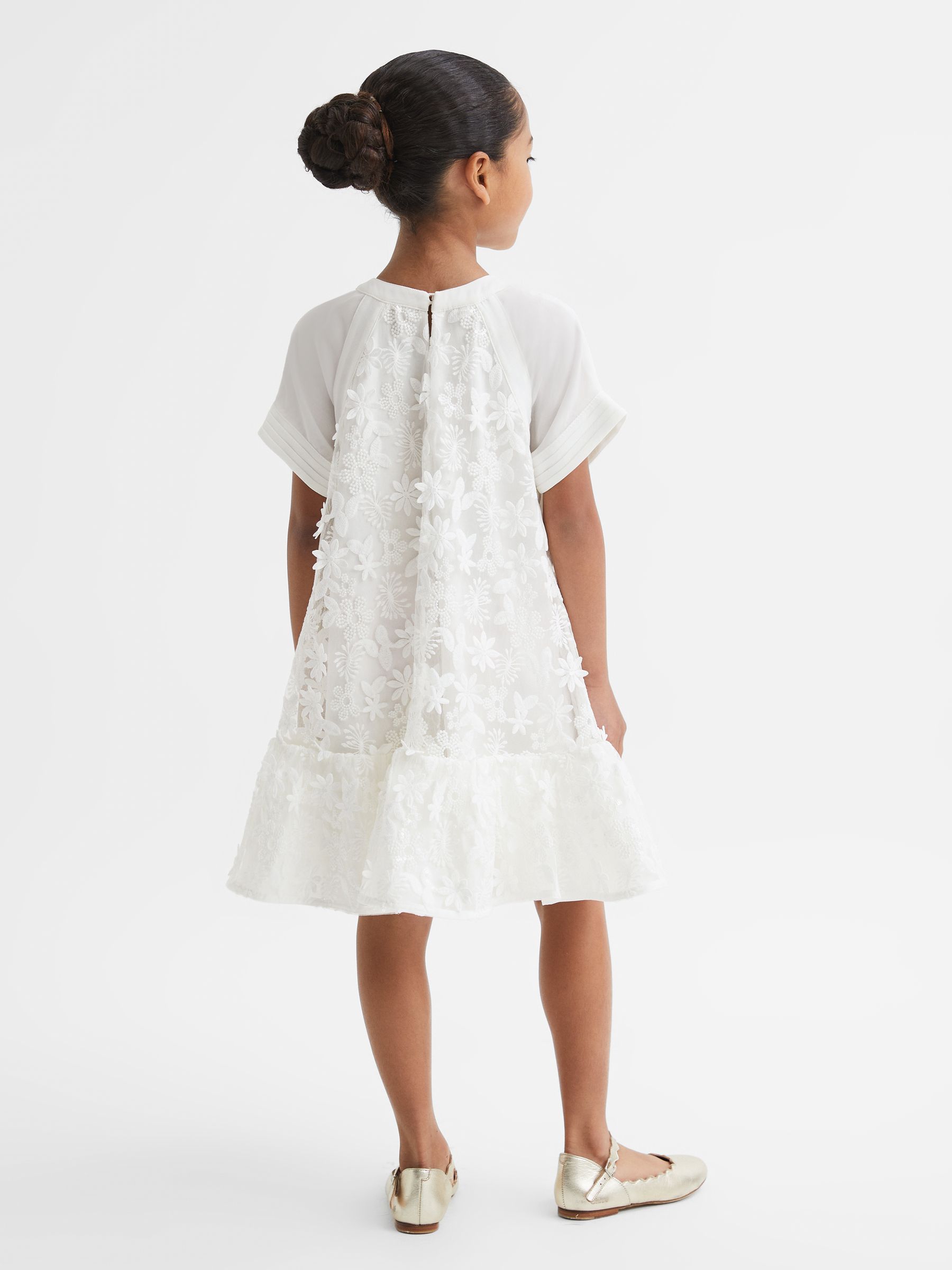9-13 yrs Embellished Flared Dress in Ivory