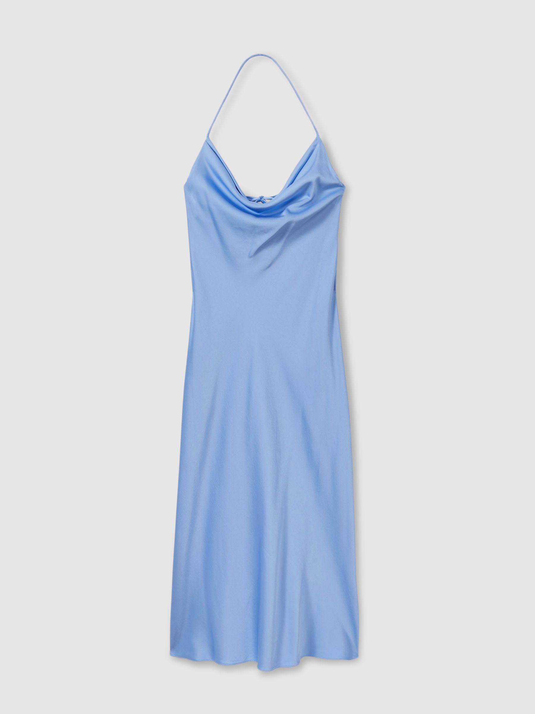 Significant Other Satin Cowl Neck Midi Dress in Blue