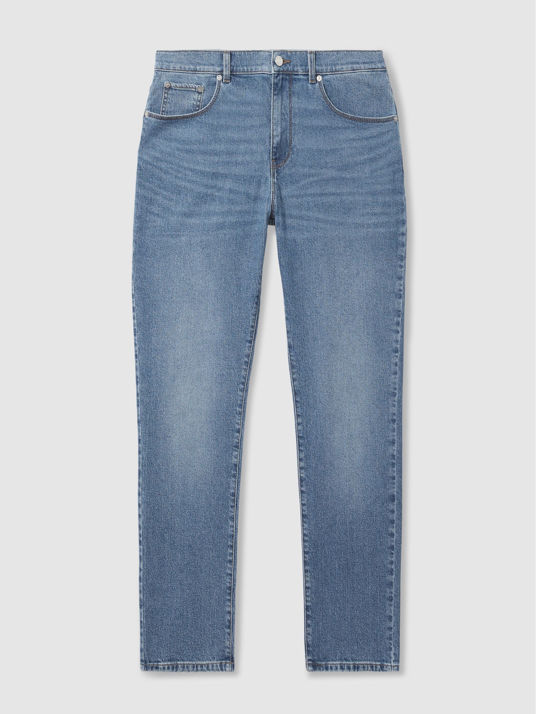 Straight-Leg Jeans in Mid Blue Wash
