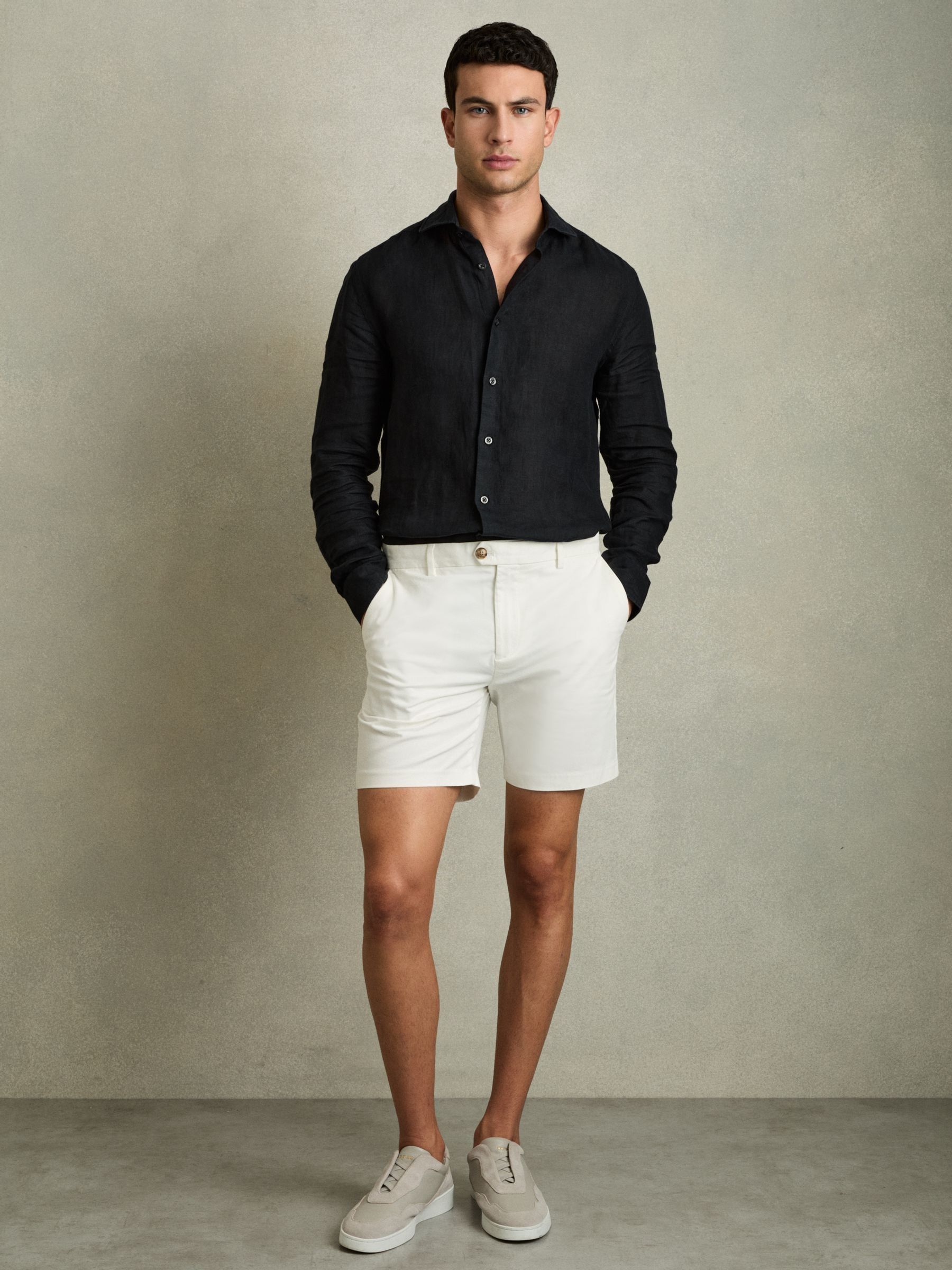 Short Length Casual Chino Shorts in White