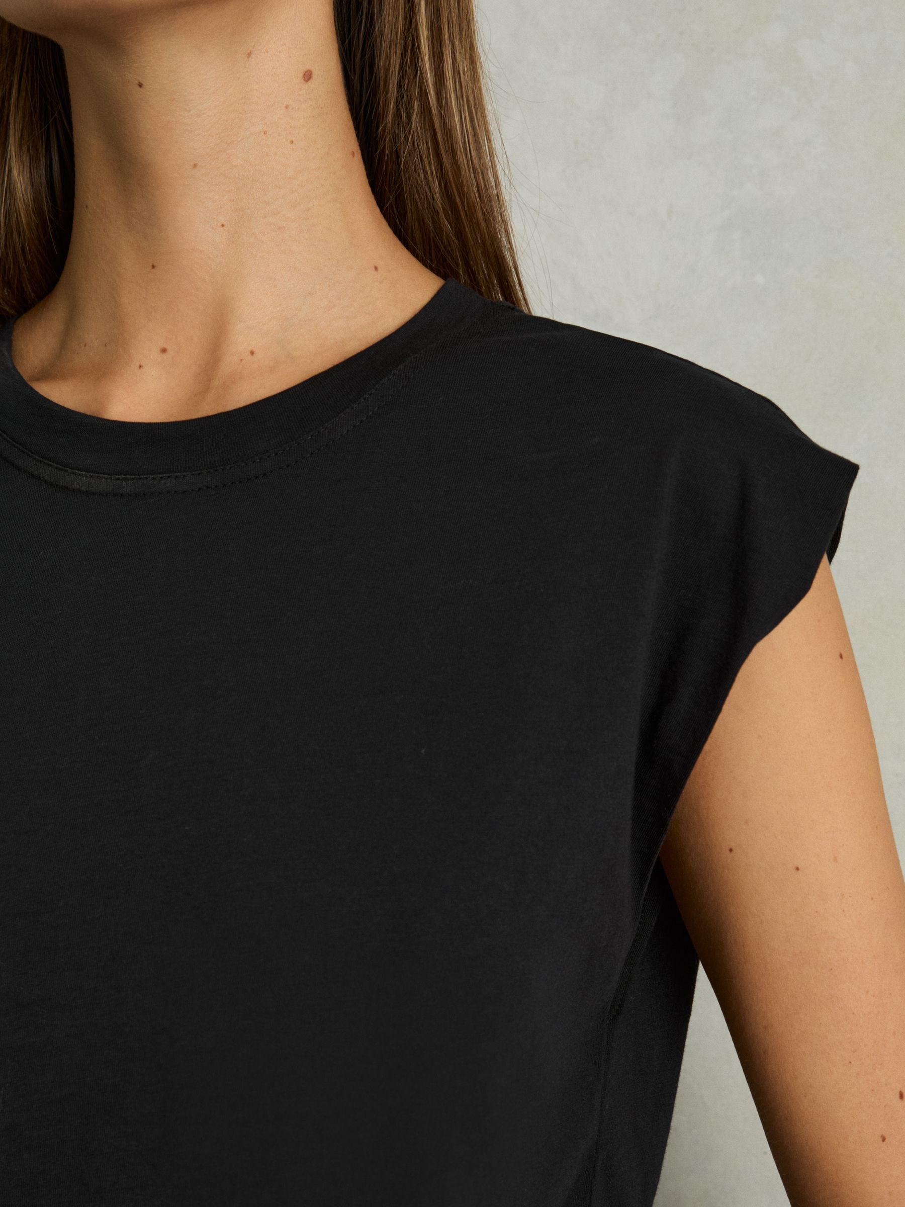 Cotton Capped Sleeve T-Shirt in Black