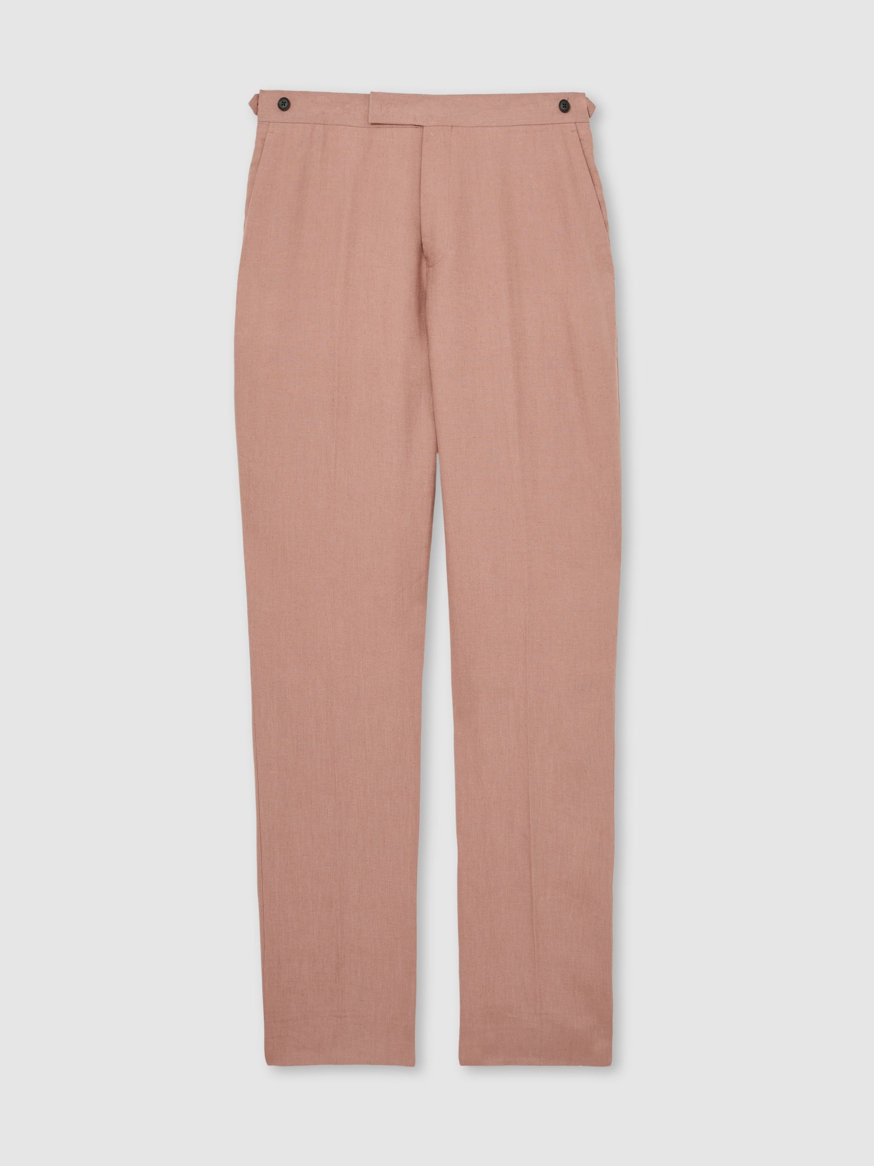 Slim Fit Linen Trousers in Rose Pink
