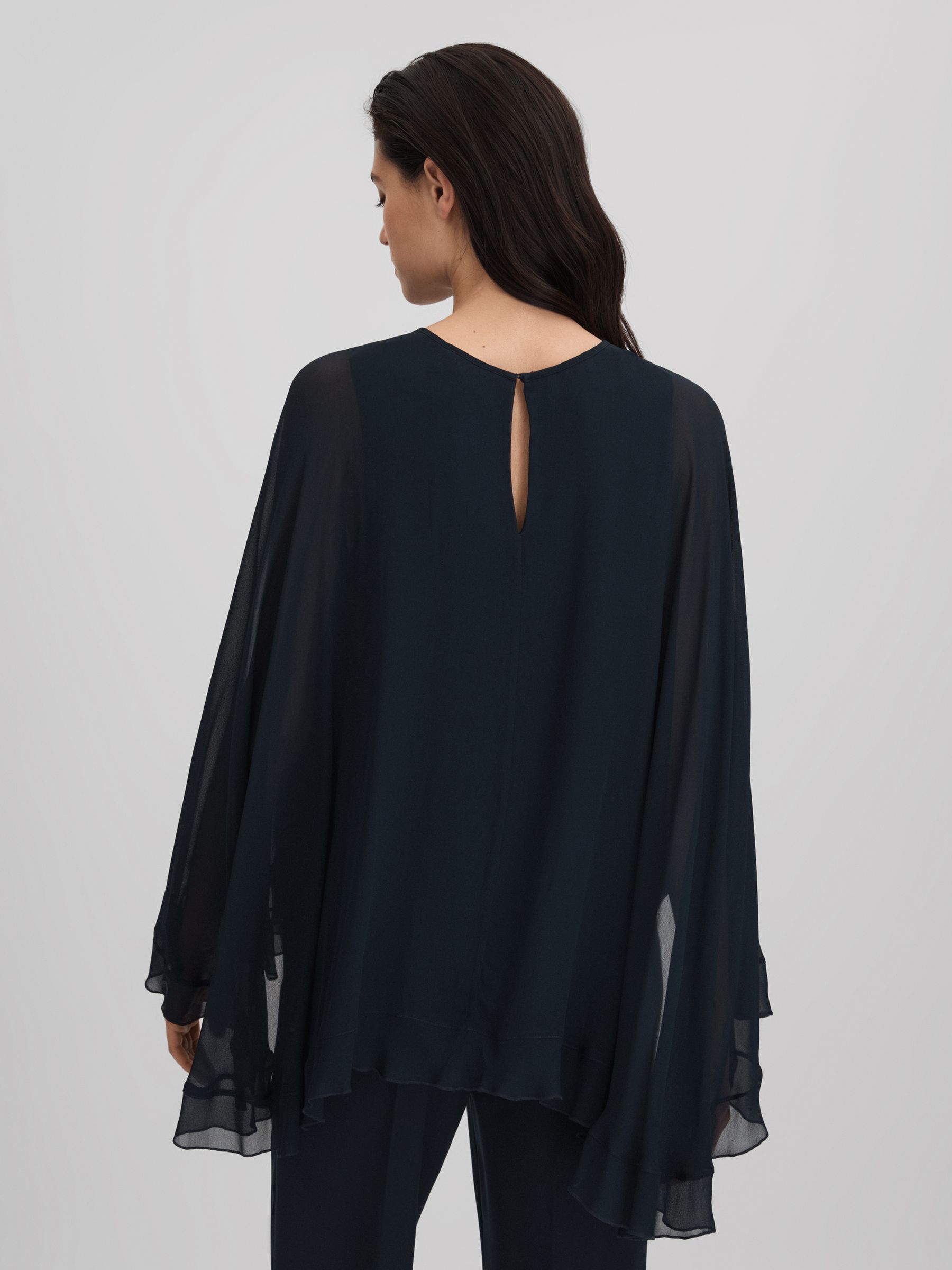 Pleated Cape Style Top in Navy