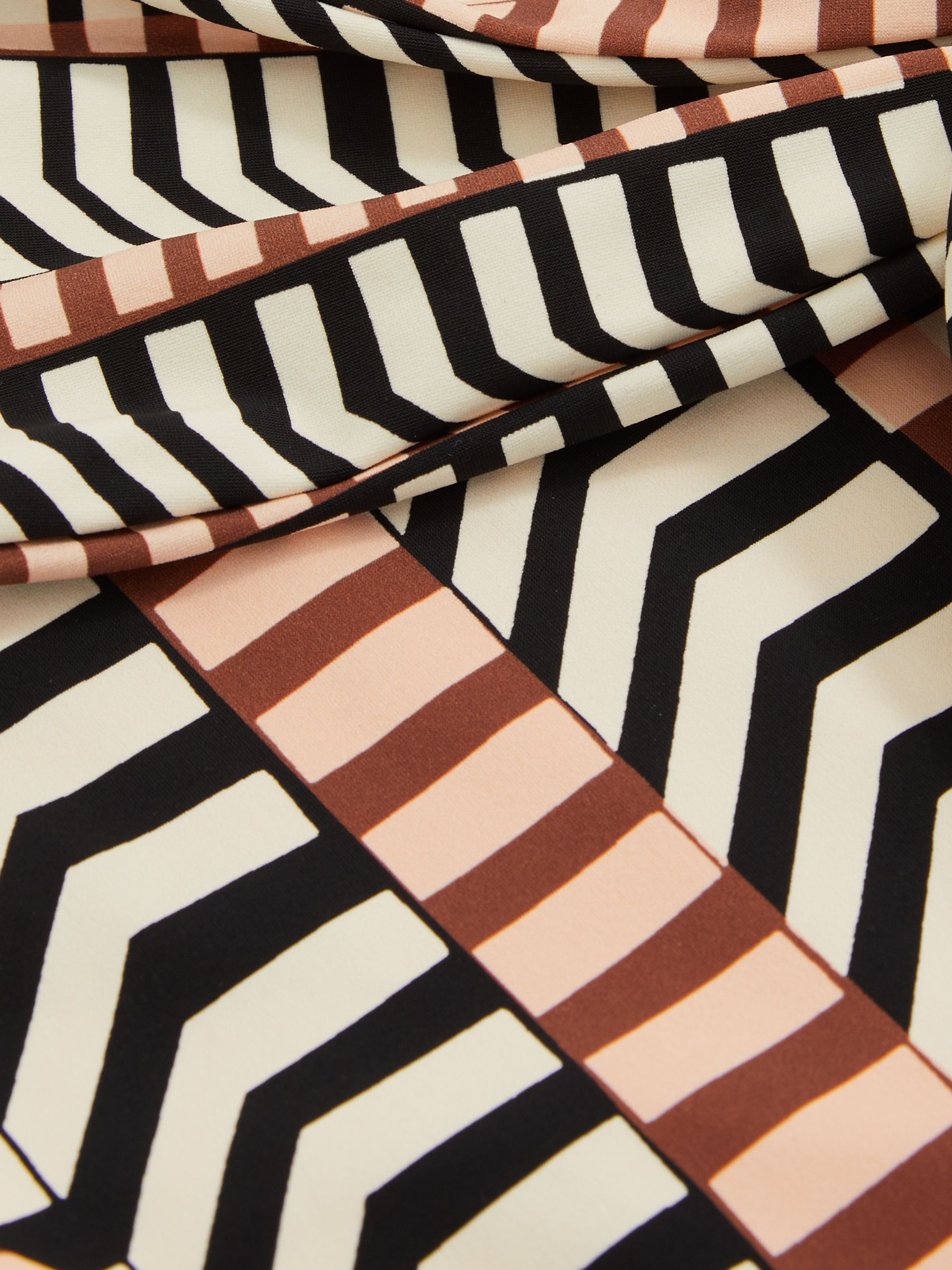 Chevron Stripe Plunge Swimsuit in Black/Brown