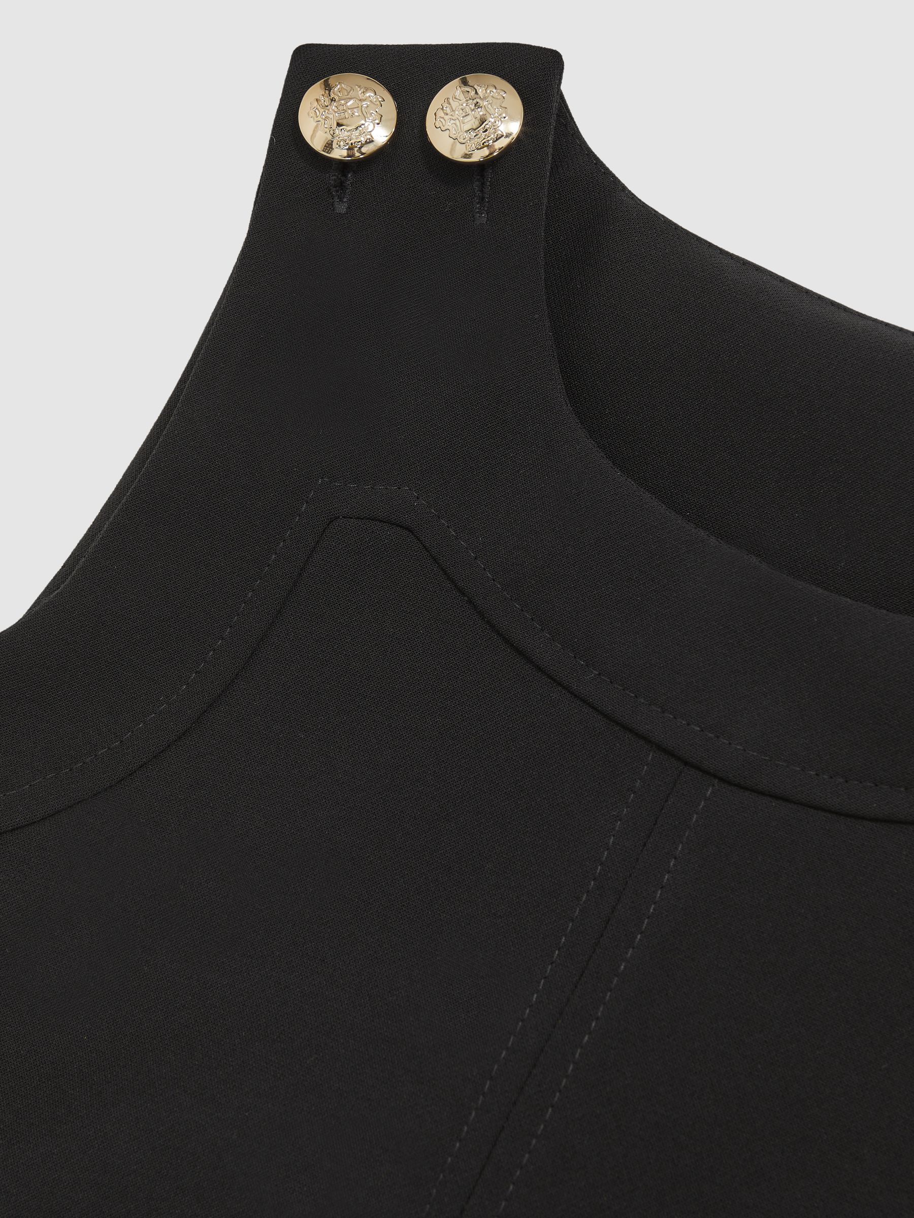 3-9 yrs Button-Detail Sleeveless Shift Dress in Black