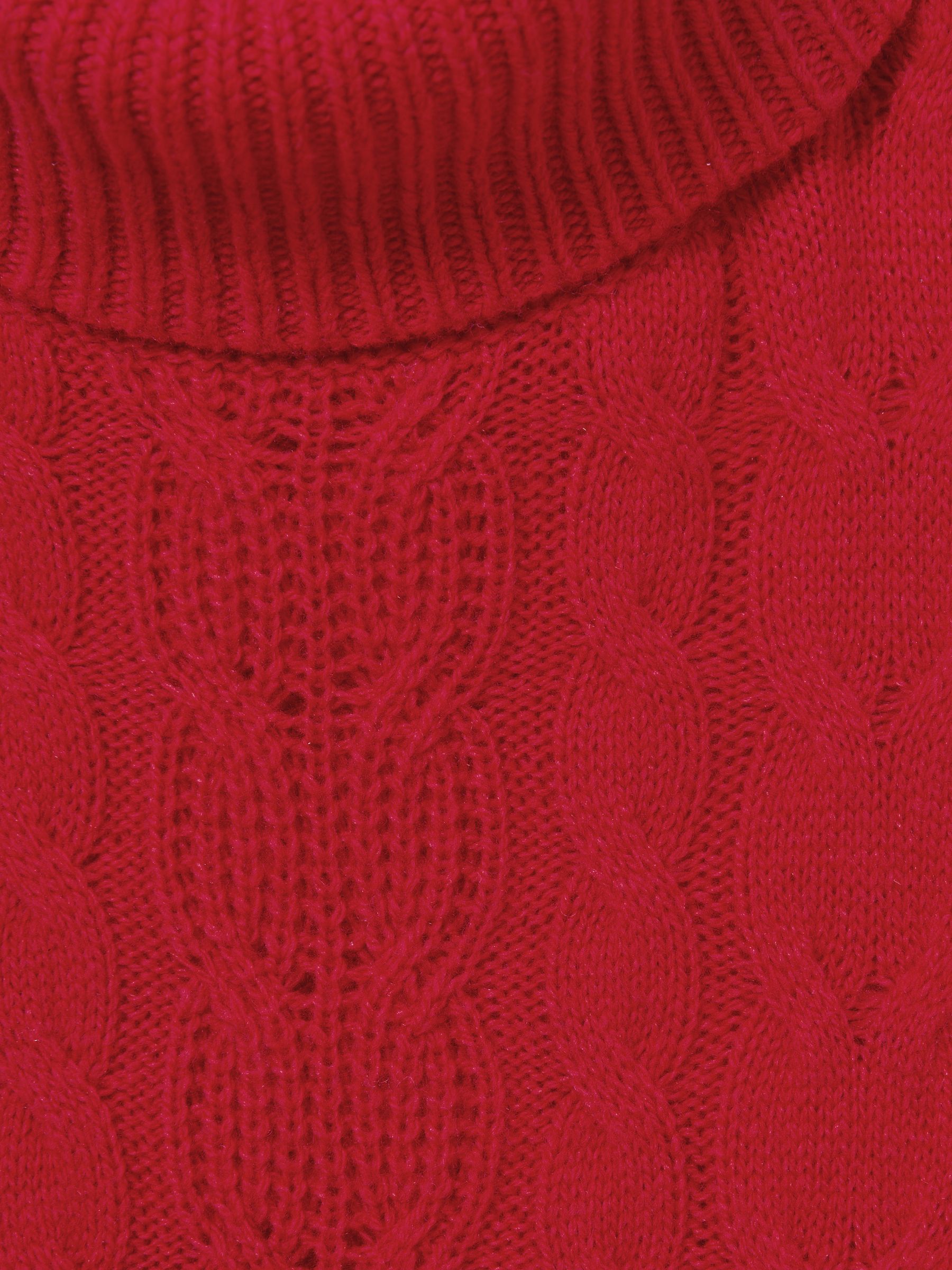 4-9 yrs Wool-Blend Cable-Knit Roll-Neck Jumper in Red