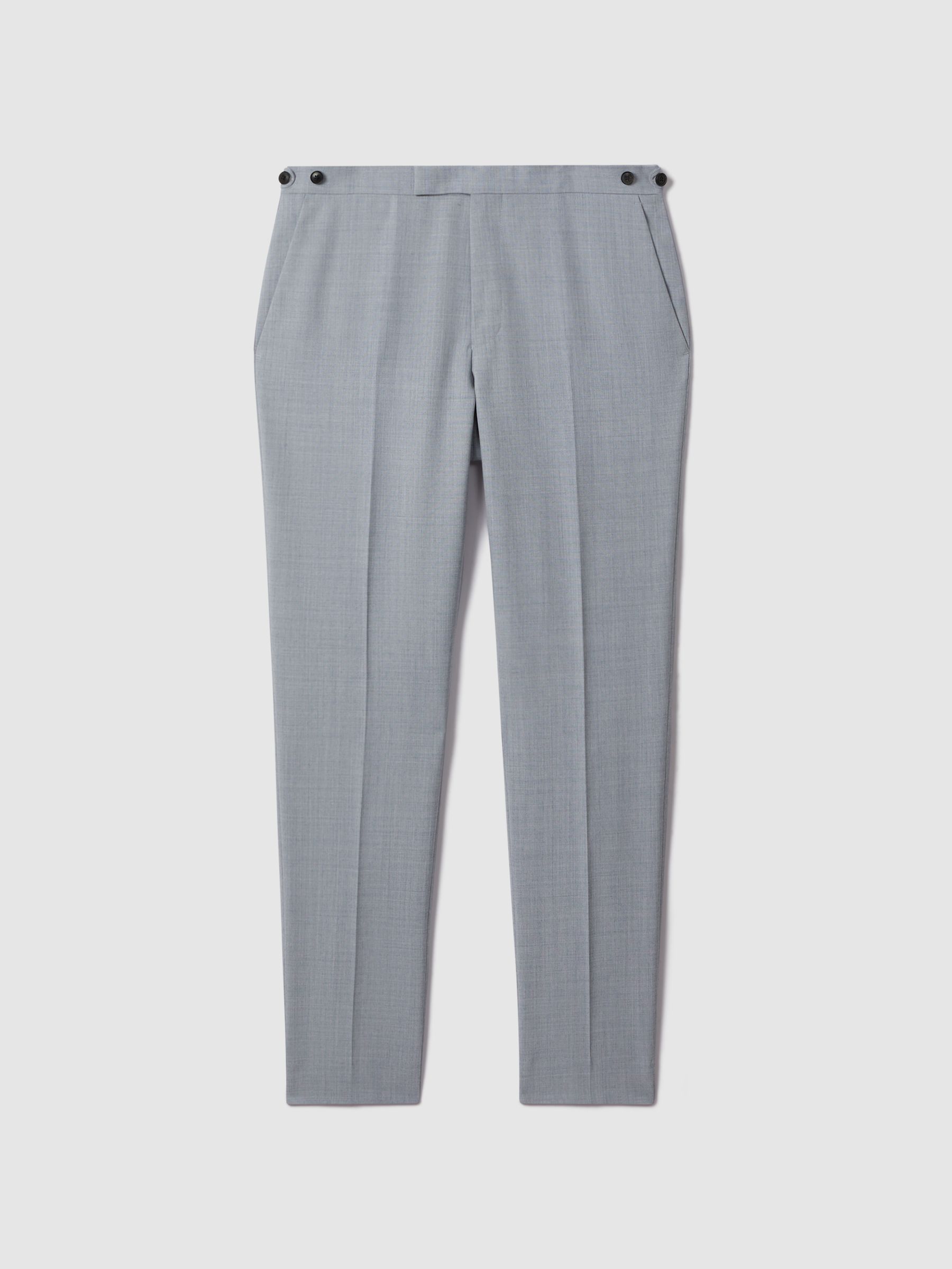 Slim Fit Wool Adjuster Trousers in Soft Blue