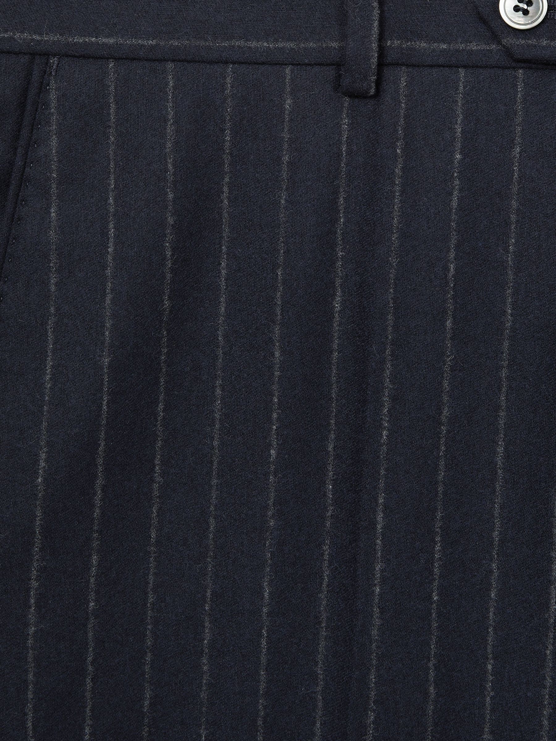 Oscar Jacobson 100% Wool Slim-Fit Pinstripe Suit Trousers in Navy