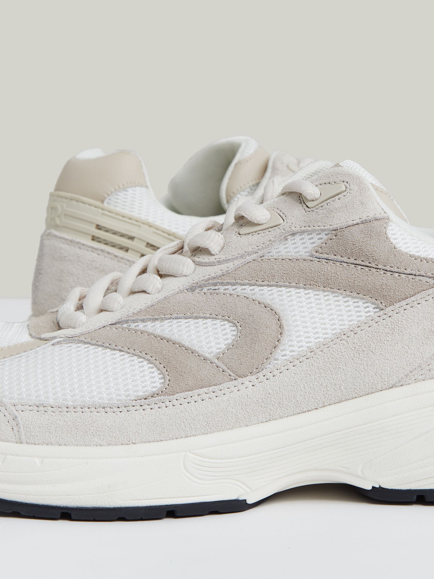 Panelled Running Trainers in Off White/Stone