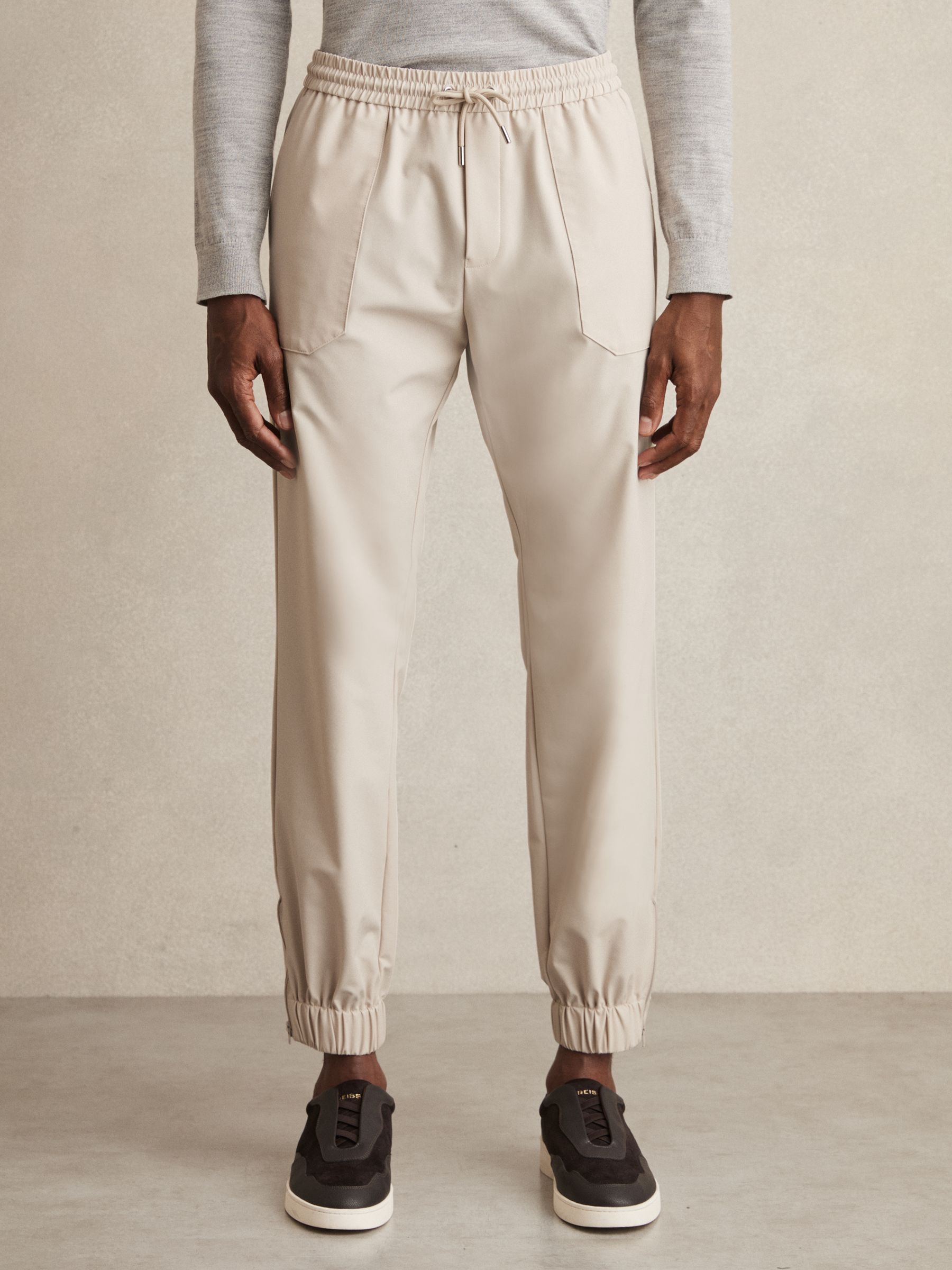 Stretch-Nylon Cuff Trousers in Stone