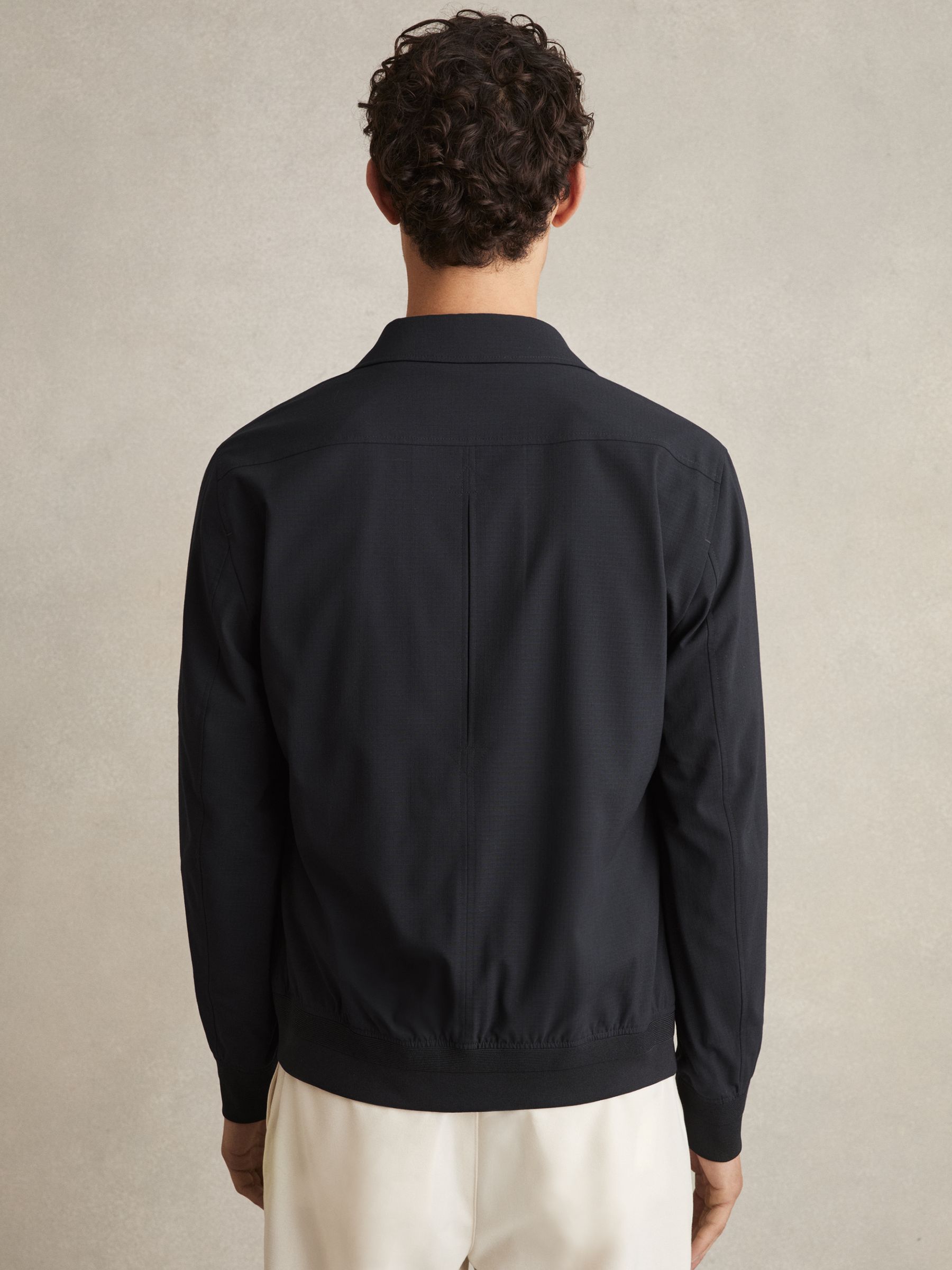 Textured Blouson Jacket in Navy
