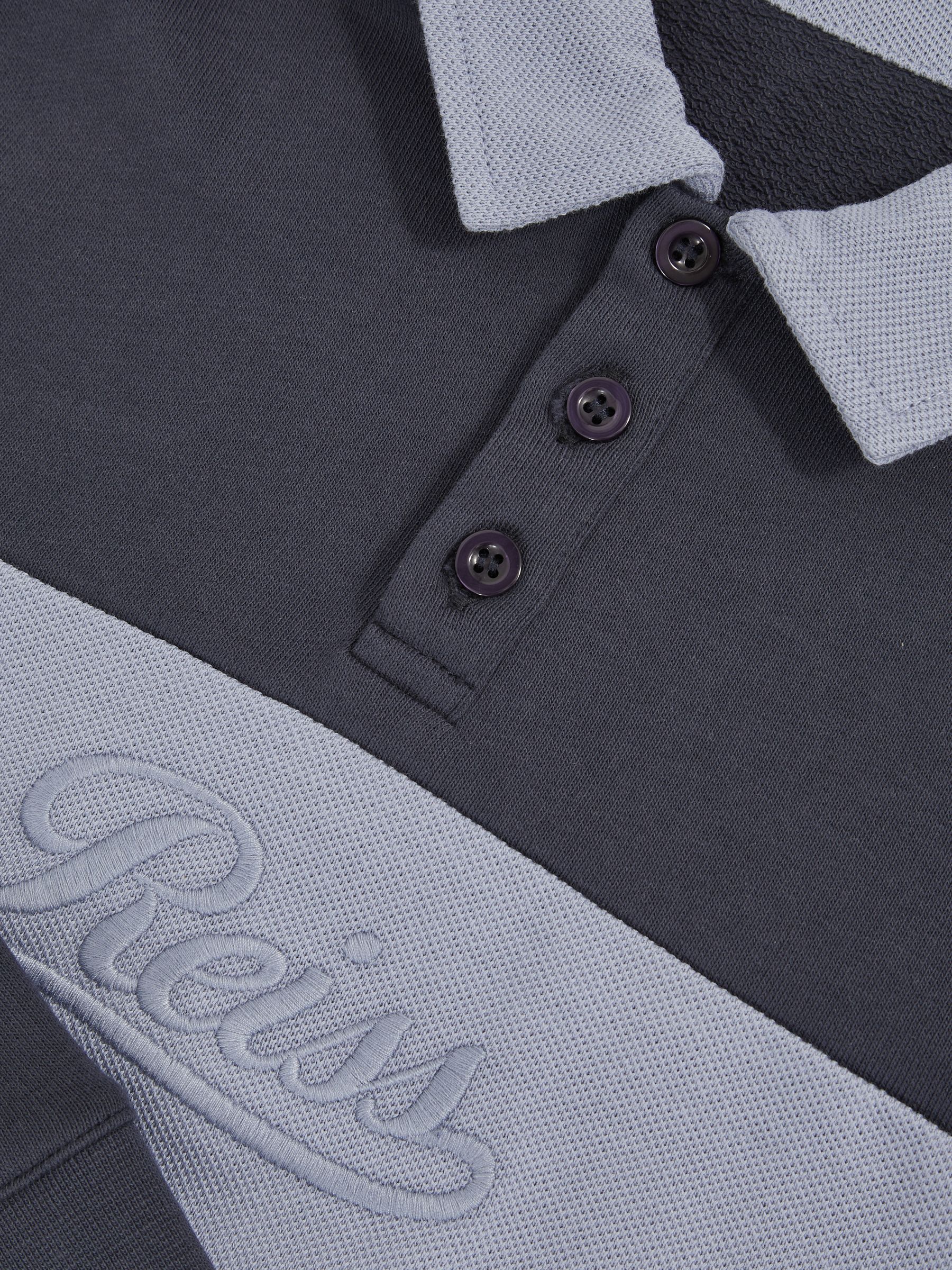 13-14 yrs Cotton Logo-Embroidery Rugby Polo Shirt in Airforce Blue/Navy Blue