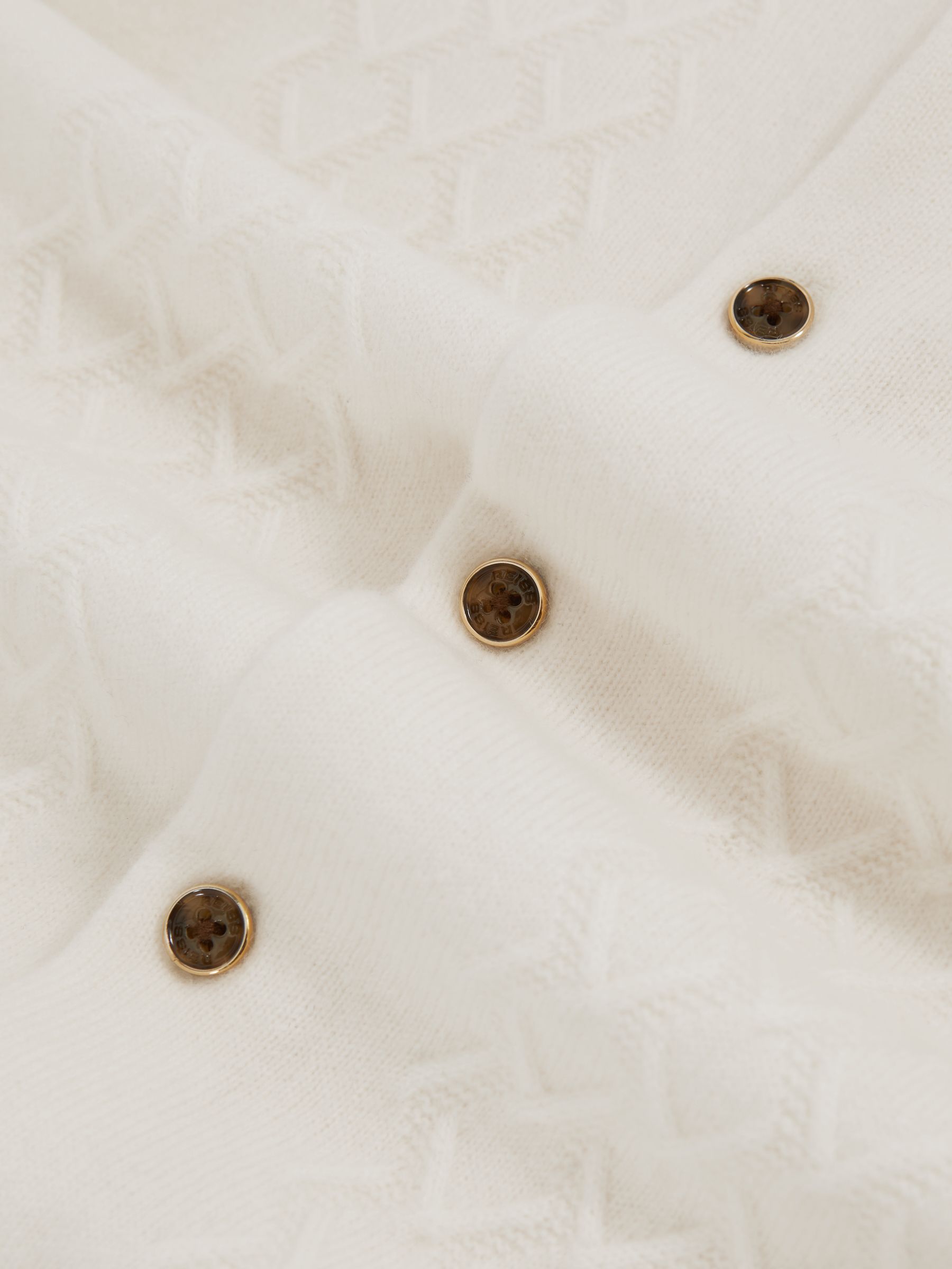 13-14 yrs Wool V-Stitch Button-Through Cardigan in Off White