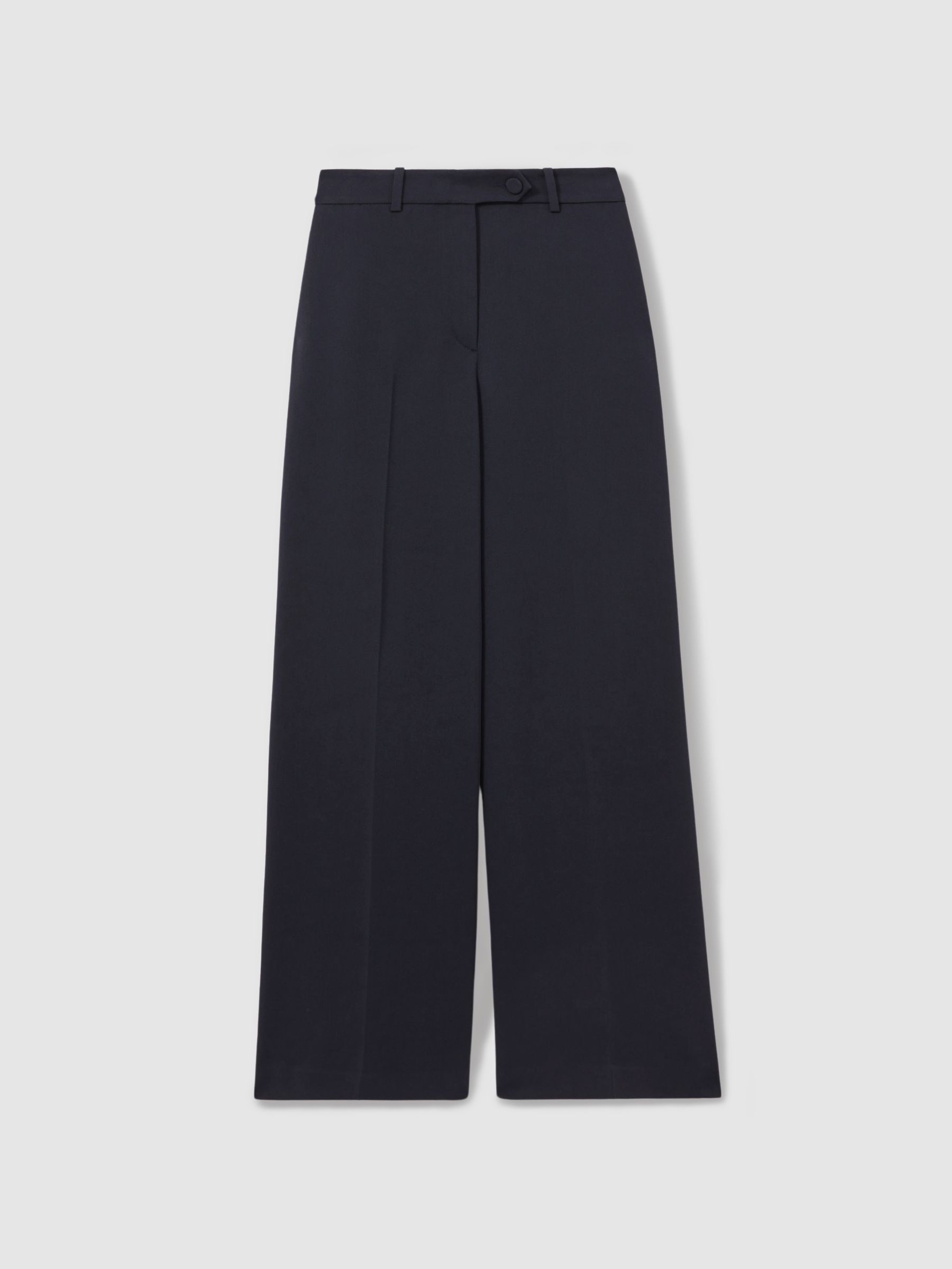 Wide Leg Split Hem Trousers in Navy