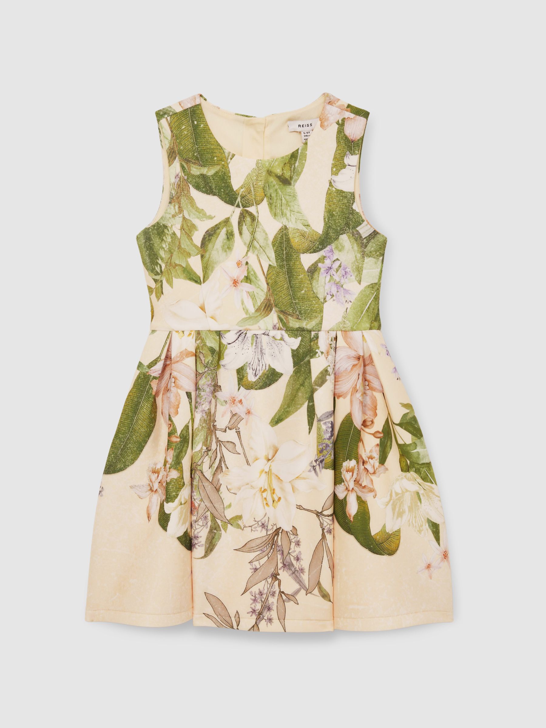 9-13 yrs Floral Scuba Sleeveless Dress in Pink Print