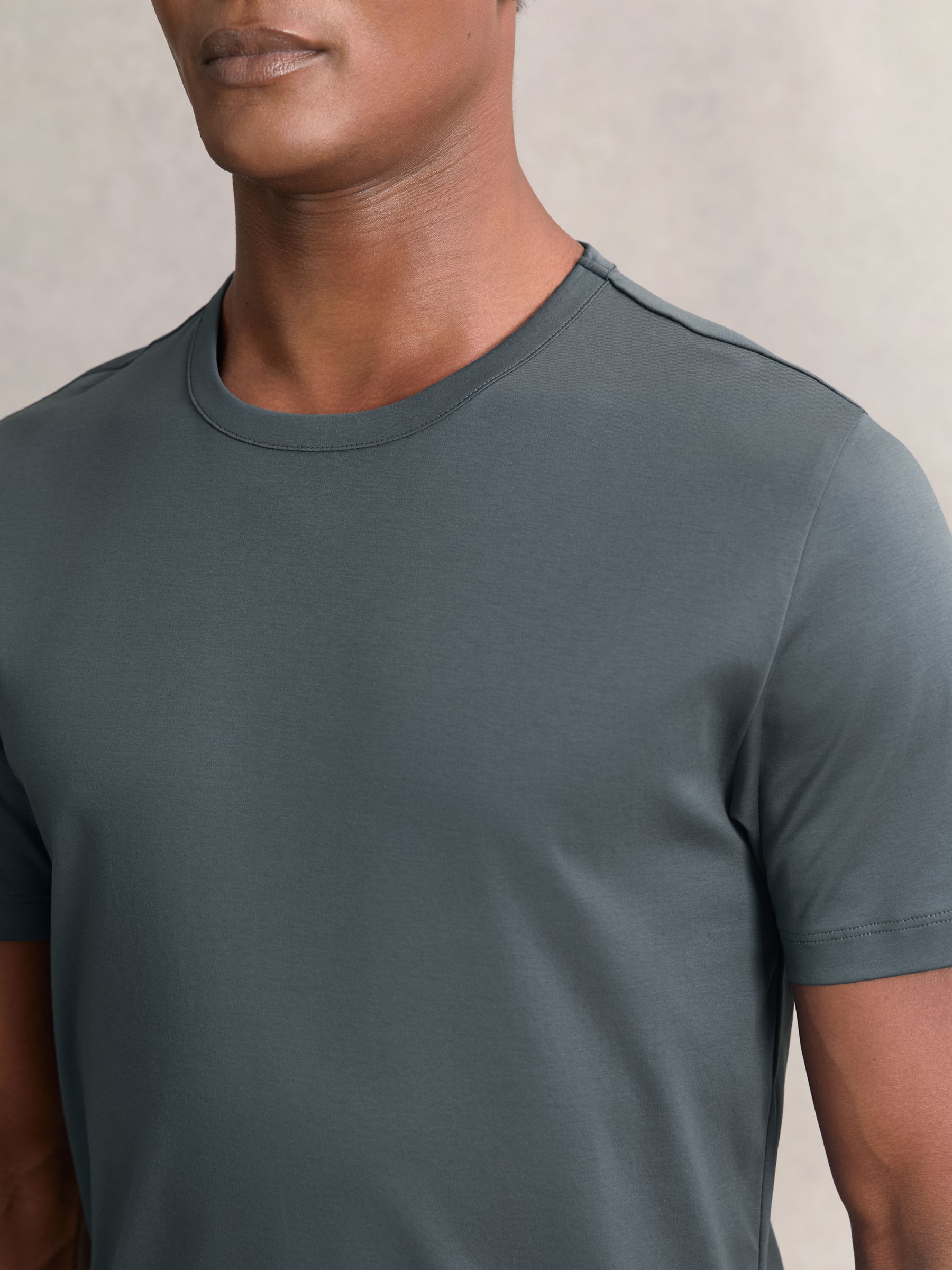 Airwater-Cotton Crew-Neck T-Shirt in Airforce Blue