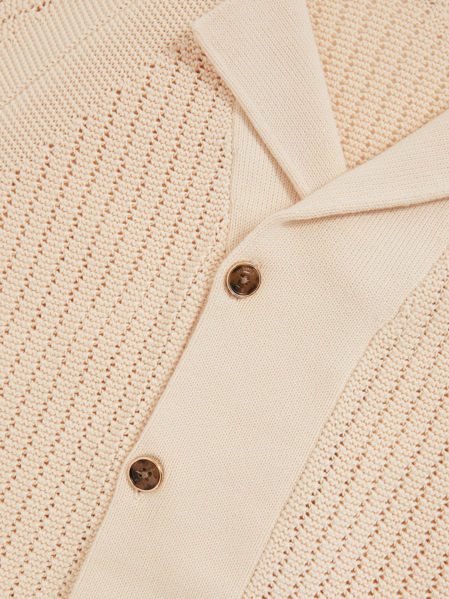 Cotton Textured-Knit Cuban-Collar Shirt in Light Stone